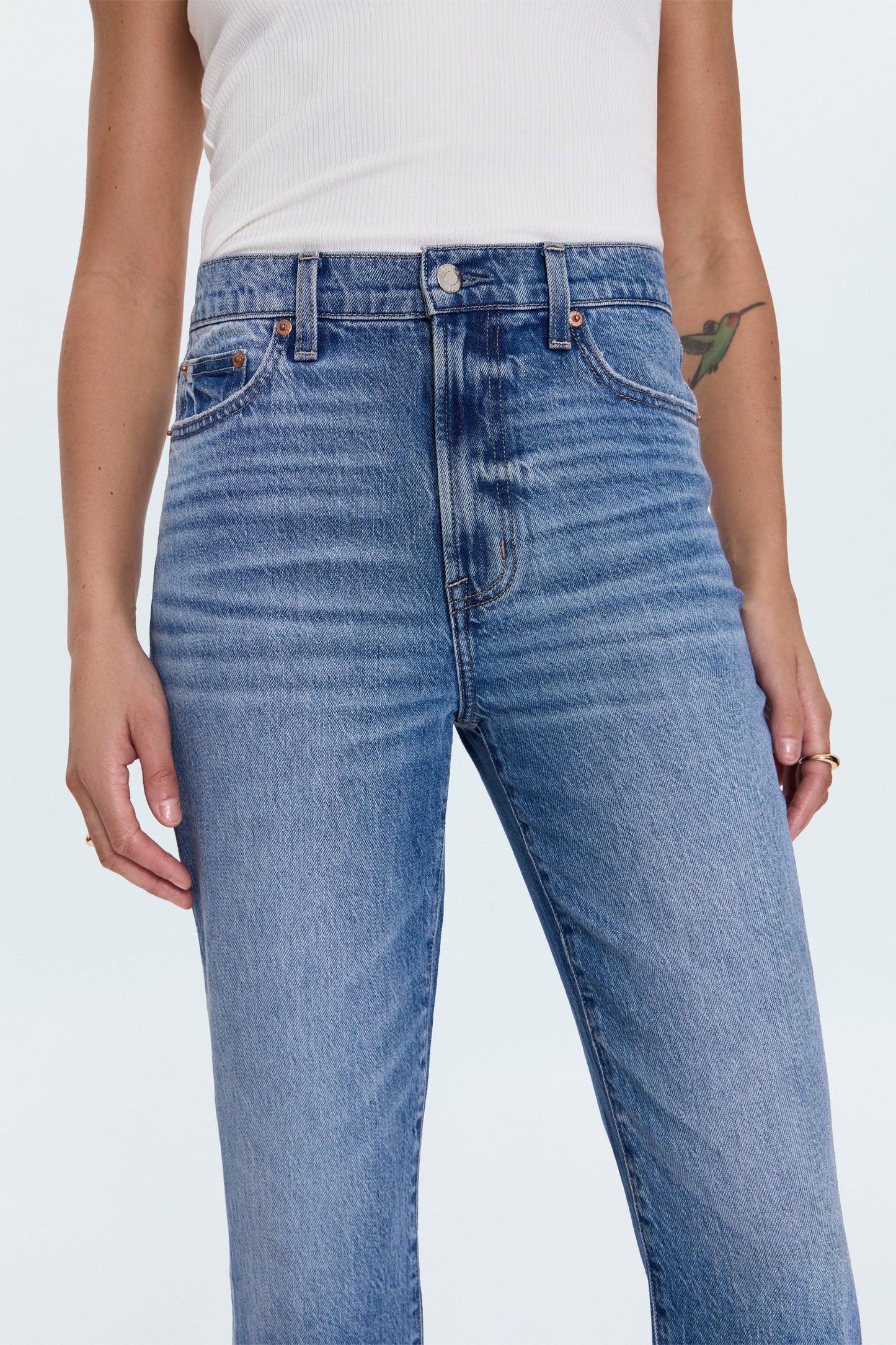 Allostudios – Bri Højtaljede Slim Straight Jeans - Mørk Blå