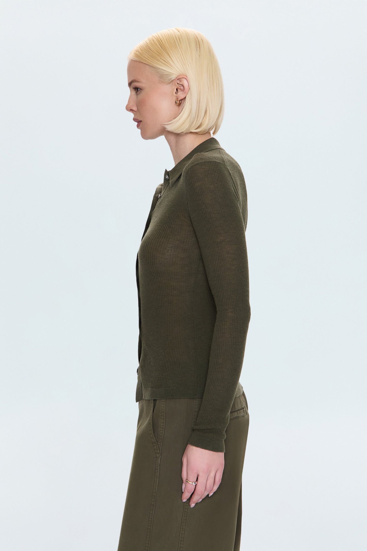 Allostudios – Korey Rib Cardigan - Mørk Olivenbrun