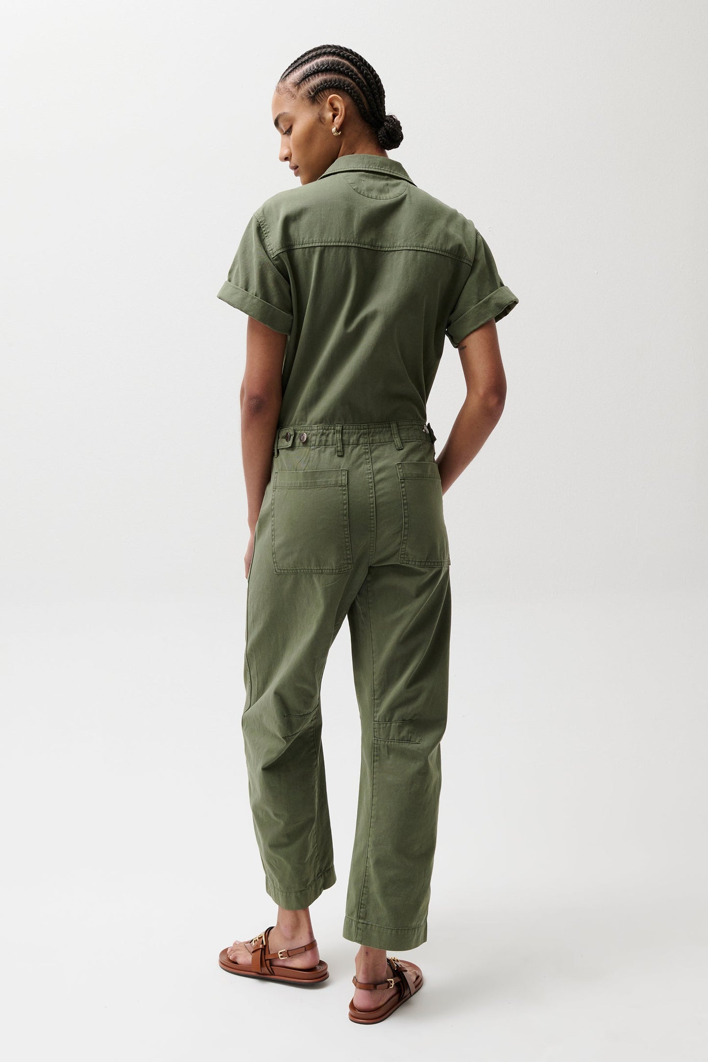 Allostudios – Cruz Kortærmet Barrel Leg Jumpsuit - Olivengrøn