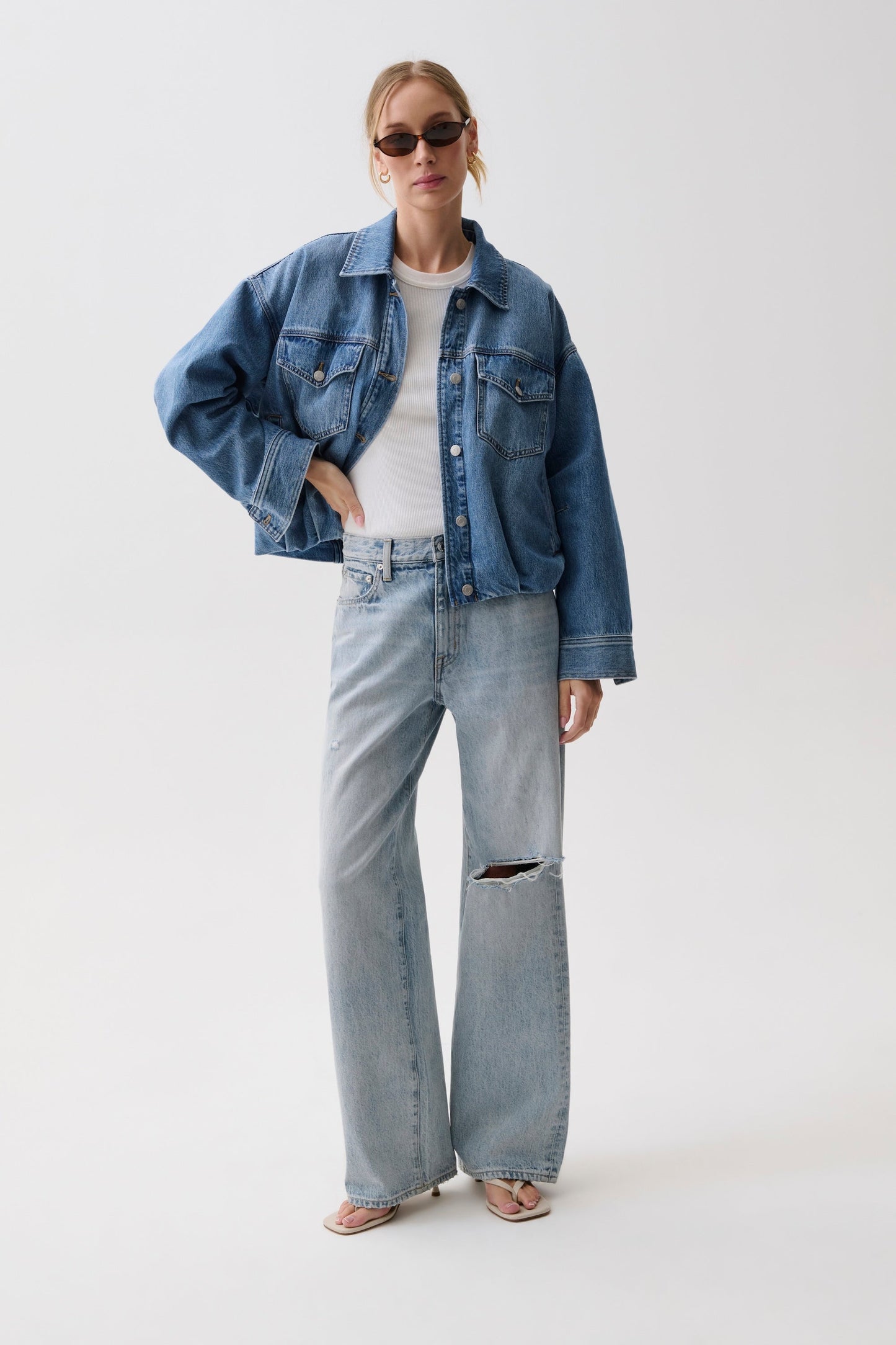 Allostudios – Bibi Blouson Trucker Jakke - Lyseblå Vintage