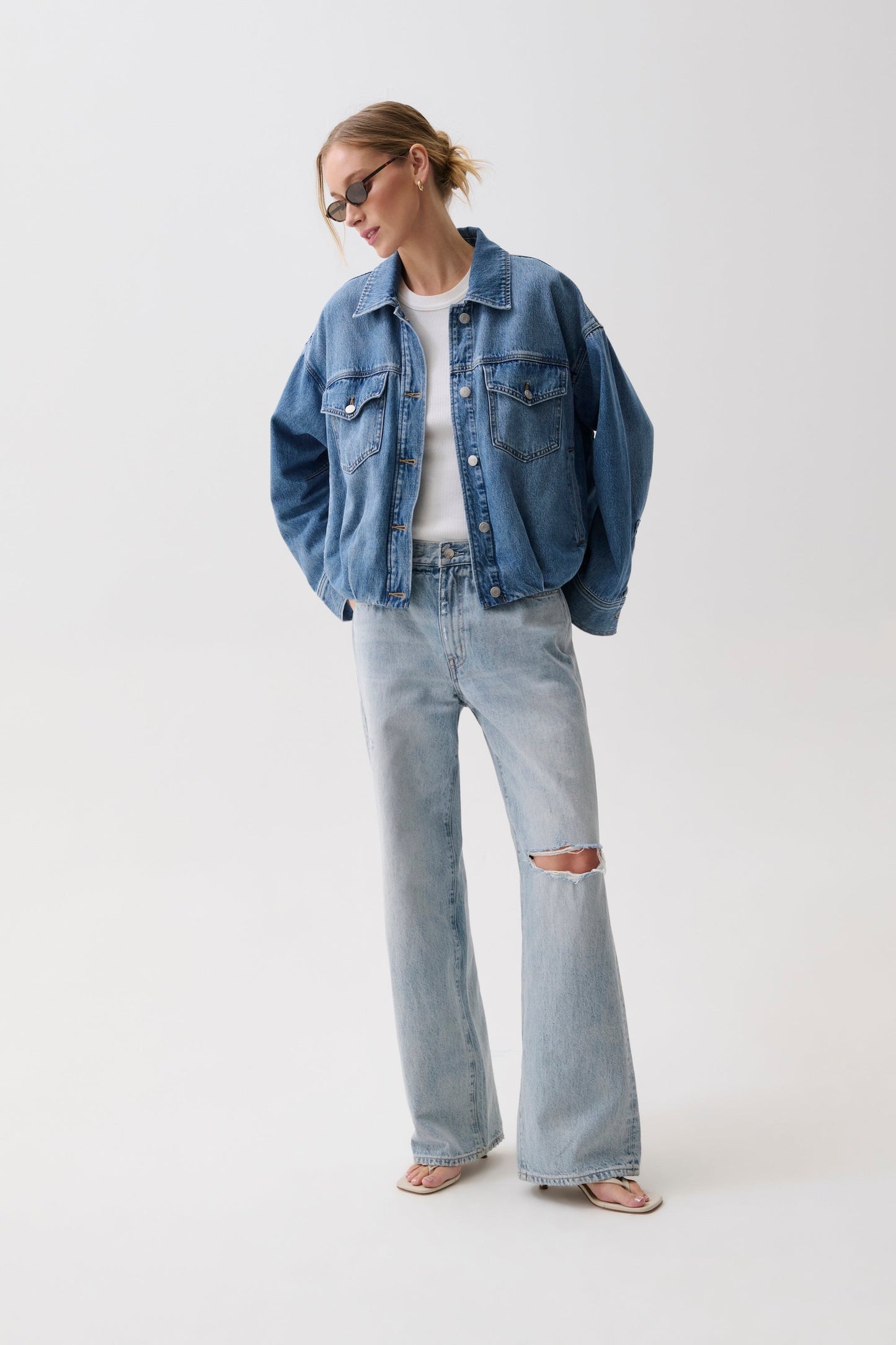 Allostudios – Bibi Blouson Trucker Jakke - Lyseblå Vintage