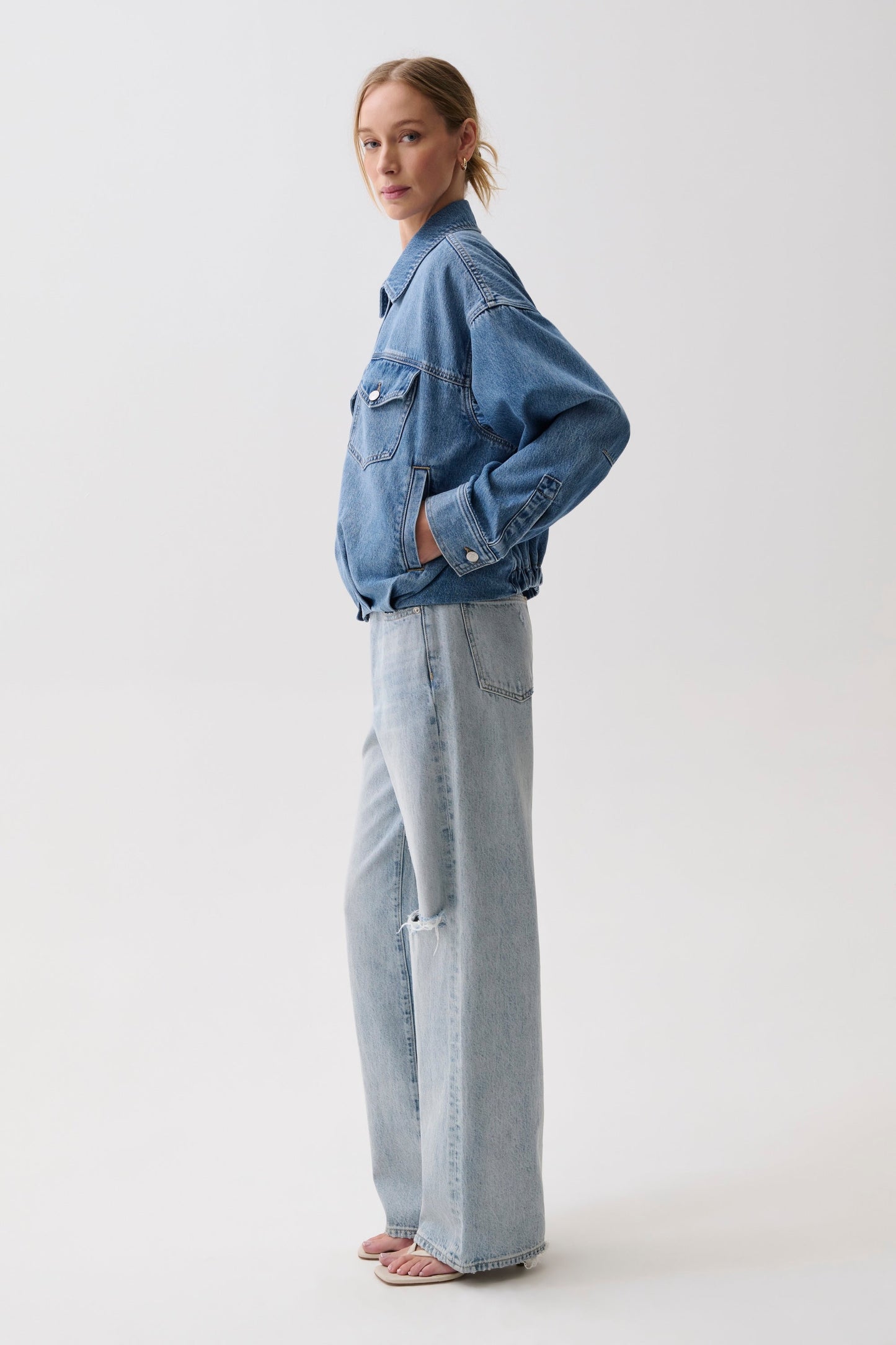 Allostudios – Bibi Blouson Trucker Jakke - Lyseblå Vintage