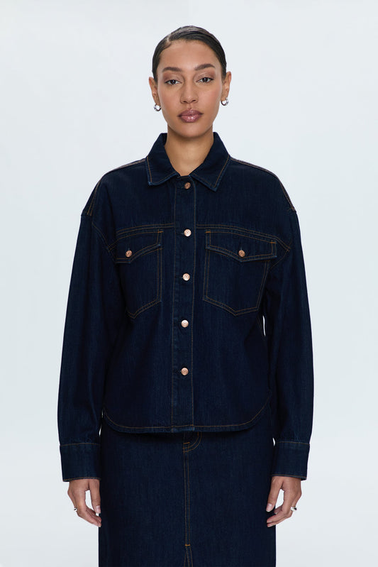 Allostudios – Mandy Denim Shacket - Mørk Indigo Denim