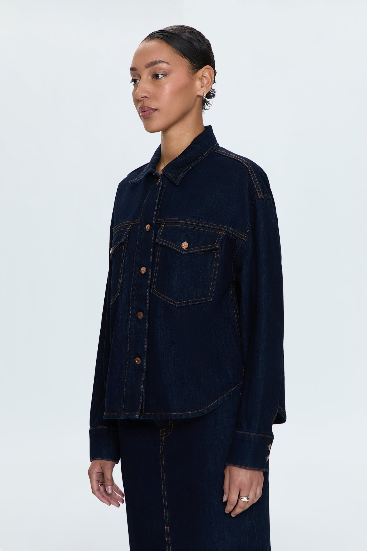 Allostudios – Mandy Denim Shacket - Mørk Indigo Denim