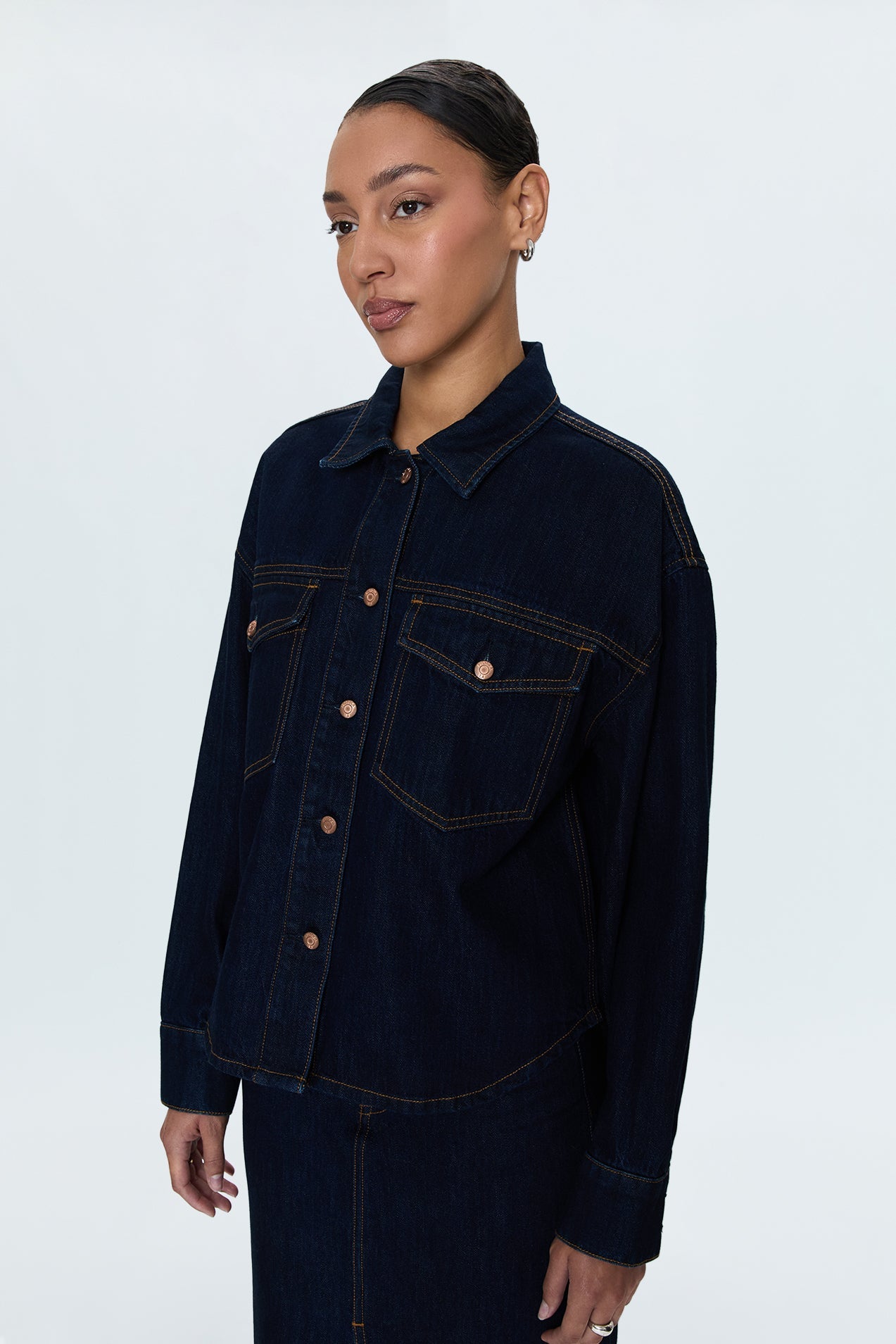 Allostudios – Mandy Denim Shacket - Mørk Indigo Denim