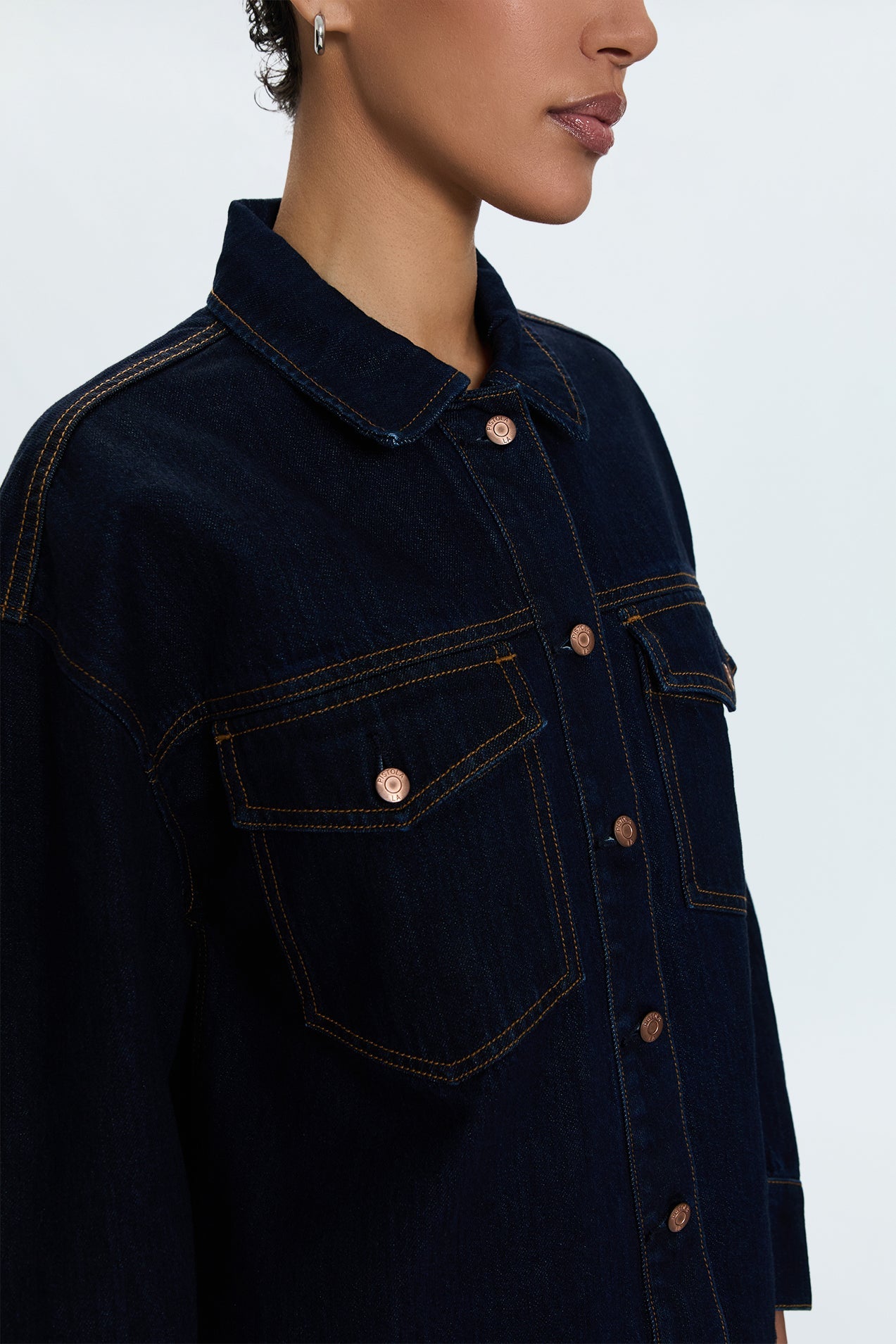 Allostudios – Mandy Denim Shacket - Mørk Indigo Denim