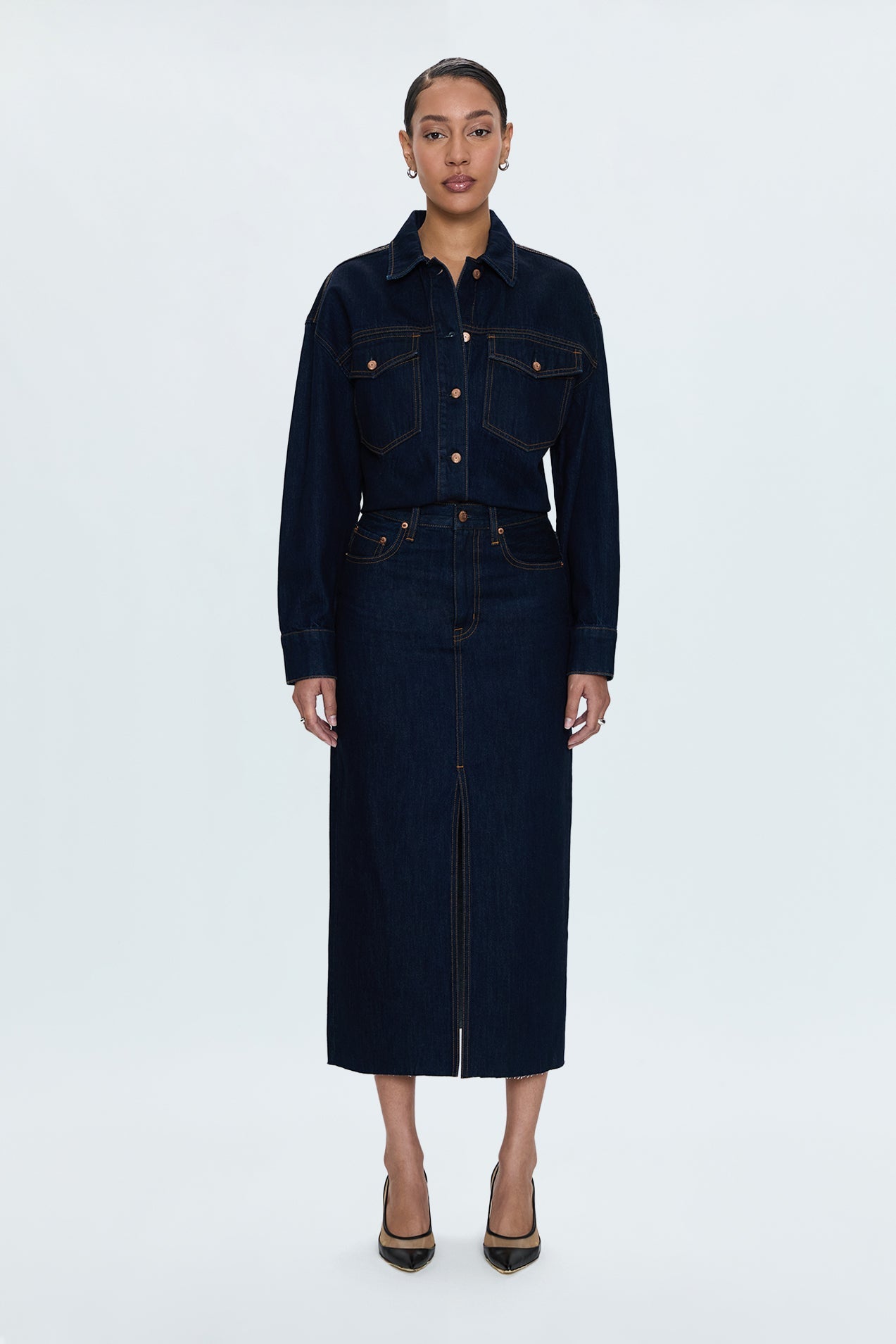 Allostudios – Mandy Denim Shacket - Mørk Indigo Denim