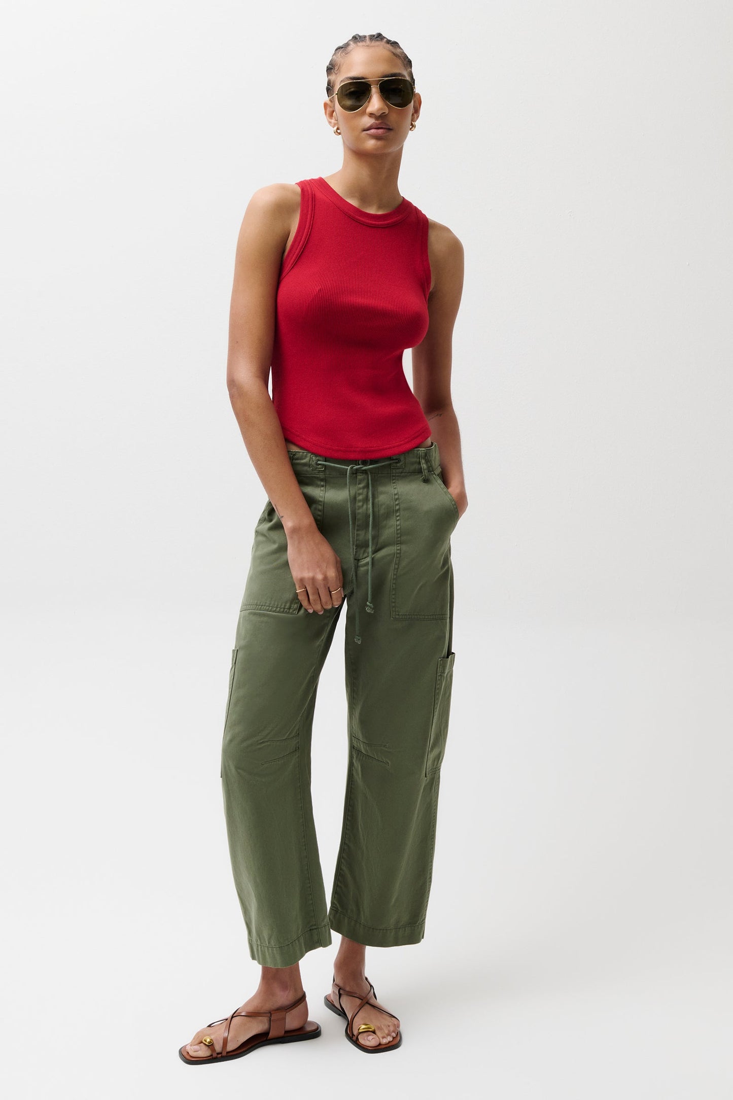 Allostudios – Sabrina Højtaljede Curved Utility Bukser - Meadow Green