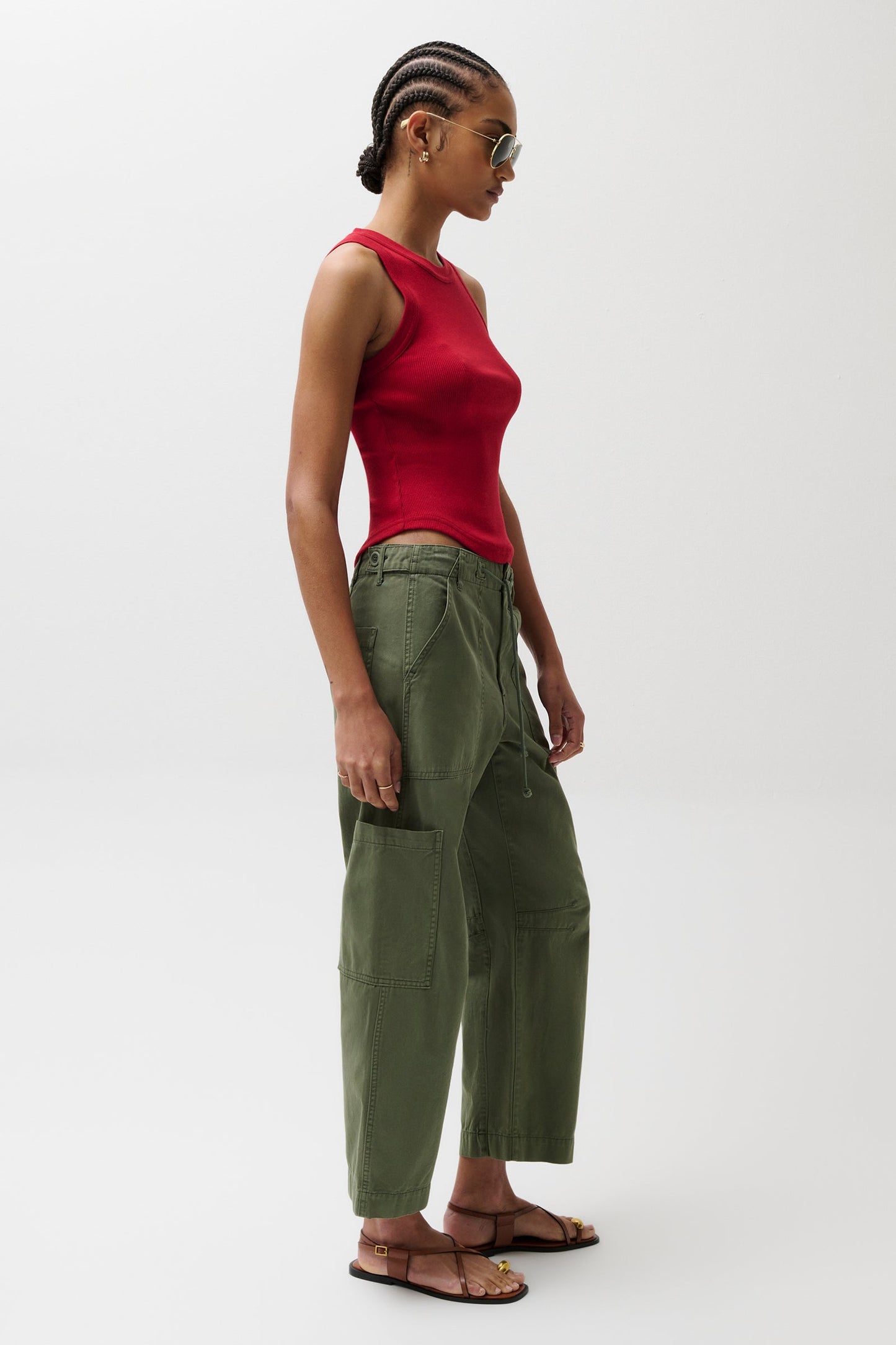 Allostudios – Sabrina Højtaljede Curved Utility Bukser - Meadow Green