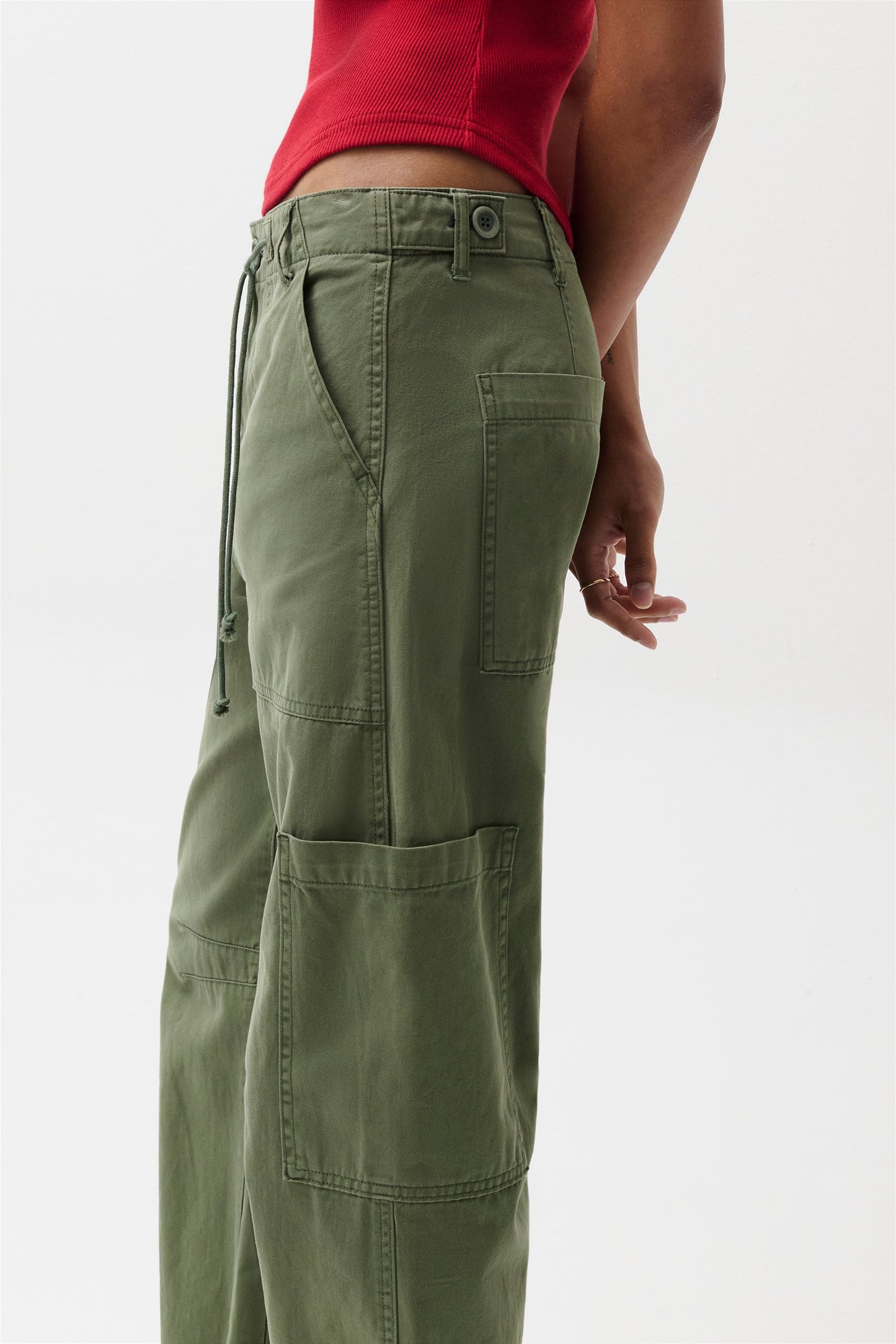 Allostudios – Sabrina Højtaljede Curved Utility Bukser - Meadow Green