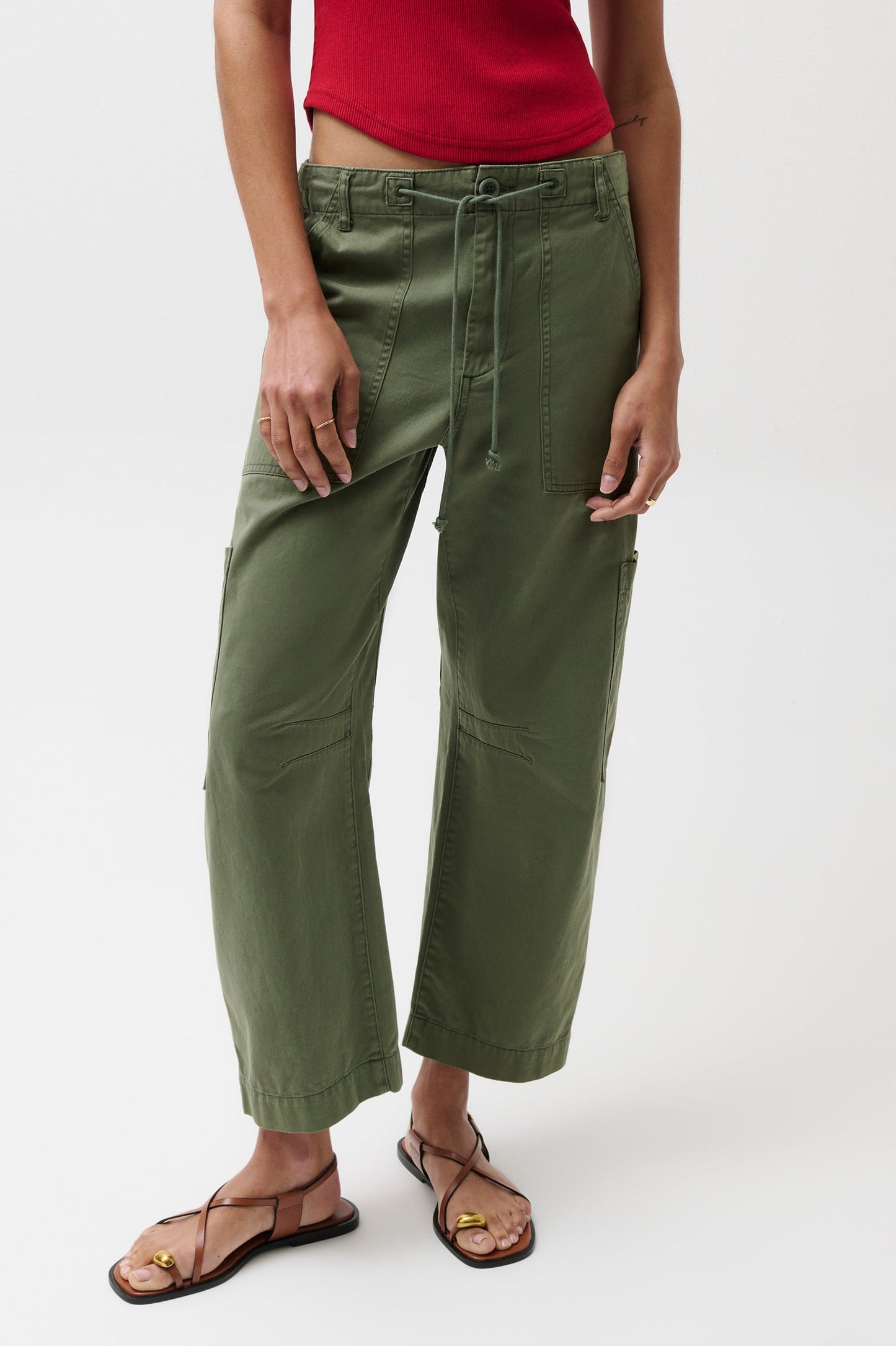 Allostudios – Sabrina Højtaljede Curved Utility Bukser - Meadow Green