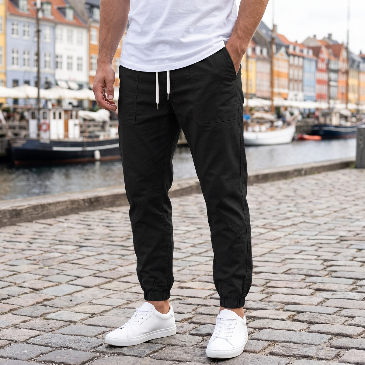Slim-Fit Joggingbukser Til Mænd Med Snøre Og Praktiske Lommer