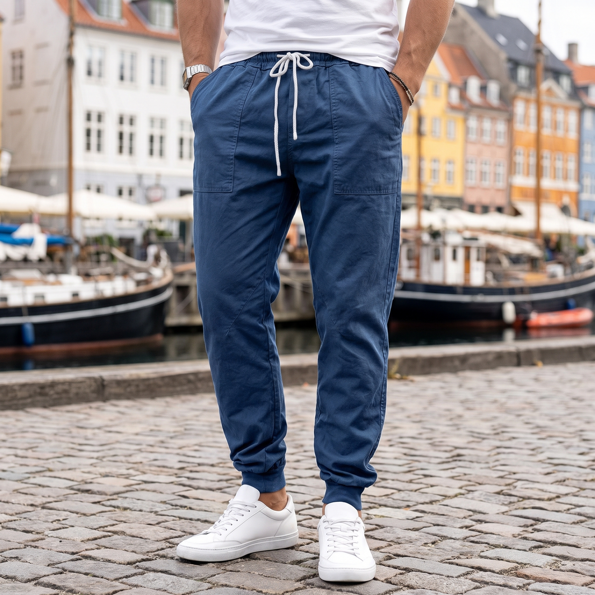 Slim-Fit Joggingbukser Til Mænd Med Snøre Og Praktiske Lommer