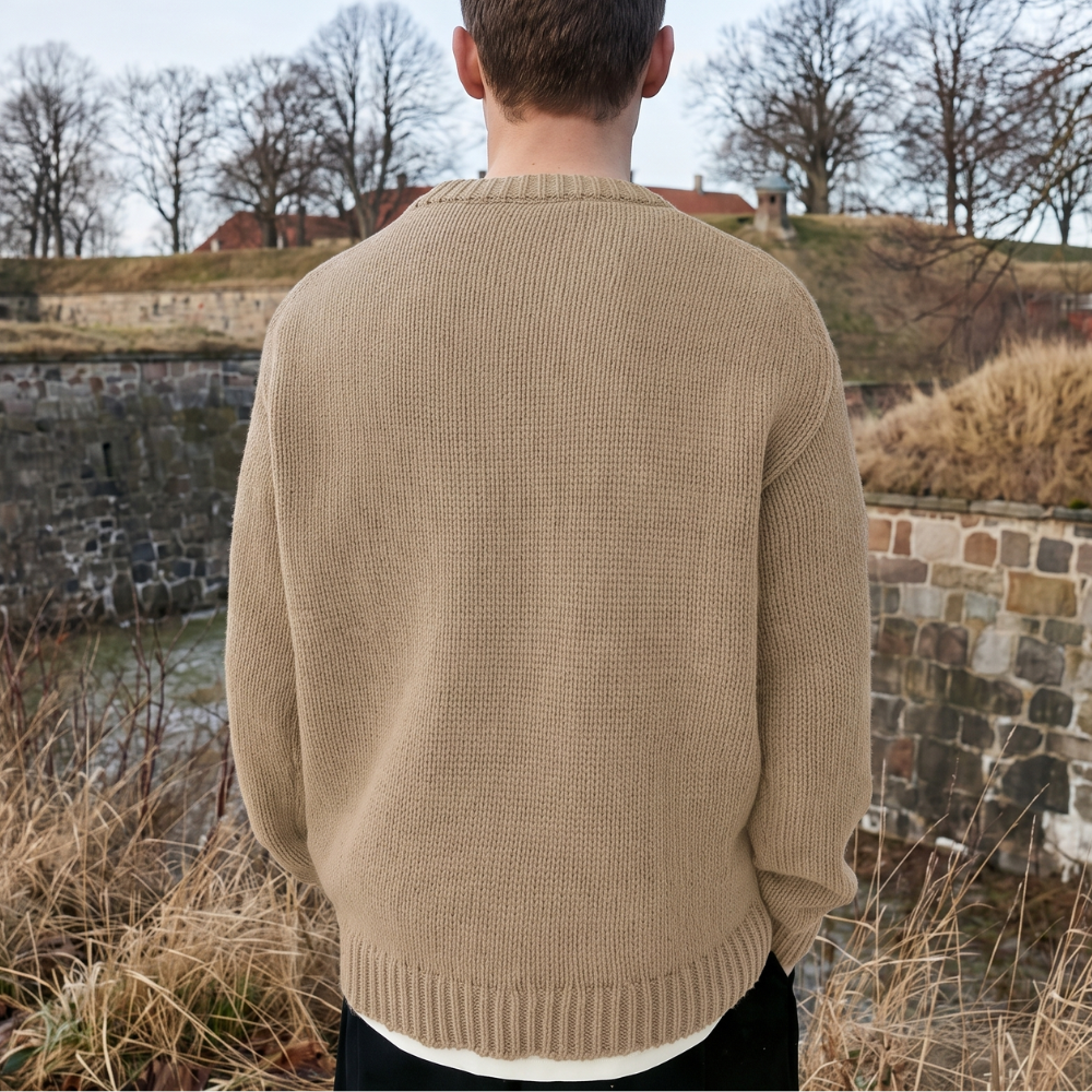 Relaxed Strik Sweater Til Mænd I Klassisk Rundhalsdesign