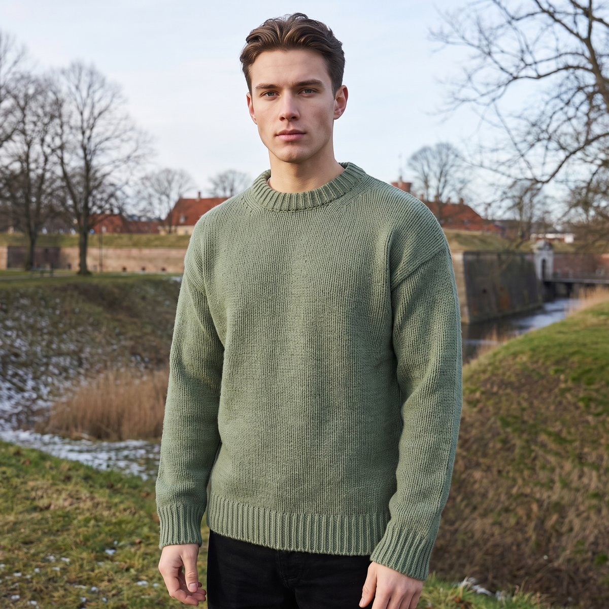 Relaxed Strik Sweater Til Mænd I Klassisk Rundhalsdesign