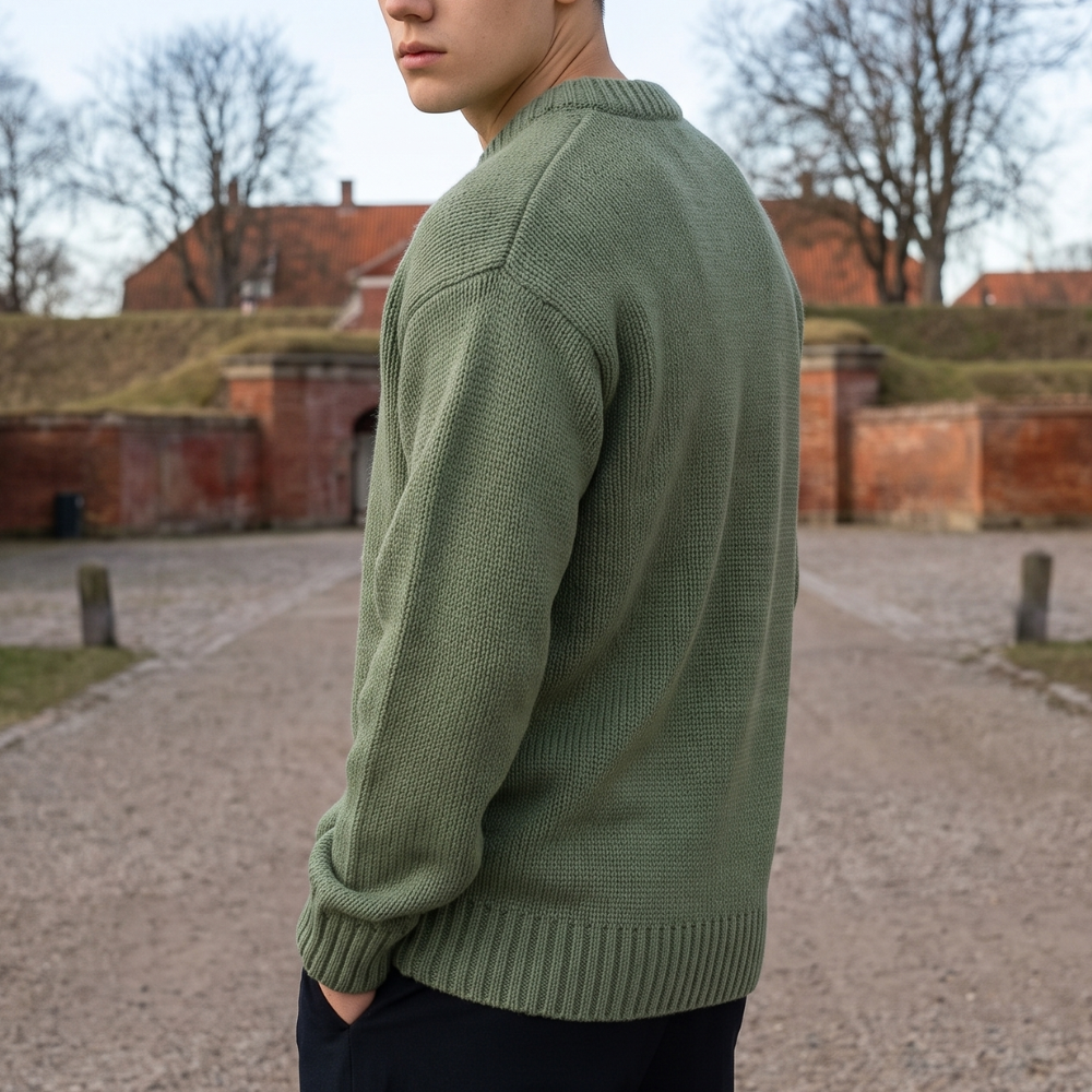 Relaxed Strik Sweater Til Mænd I Klassisk Rundhalsdesign