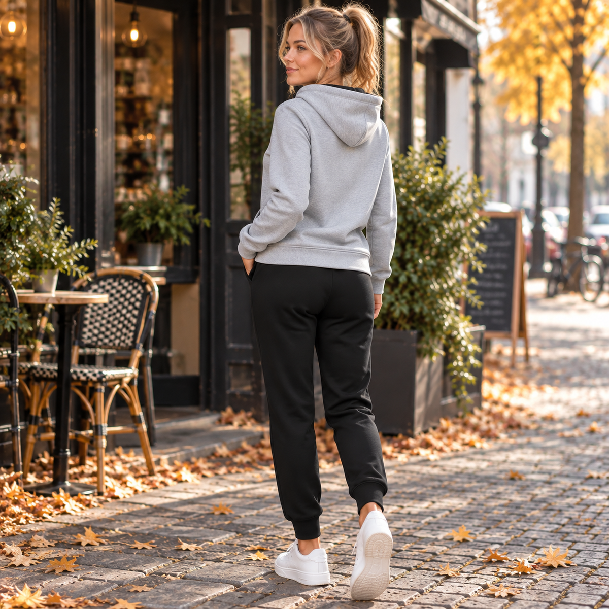 Blødt Fleece Hjerteslag Print Hoodie Sæt til Kvinder Komfortabel Hverdagsstil
