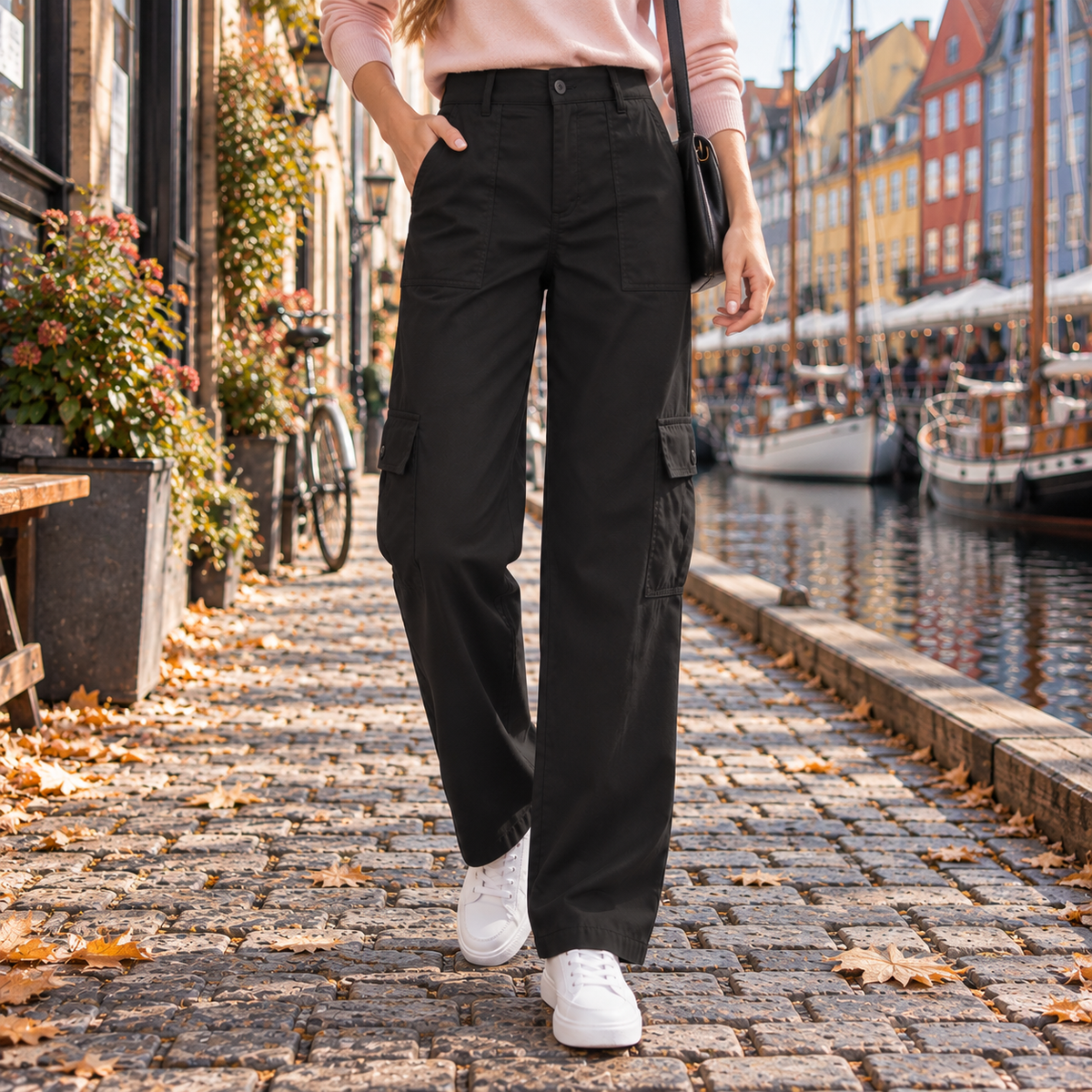 Multi Lomme Cargojeans Afslappet Komfort Og Stil