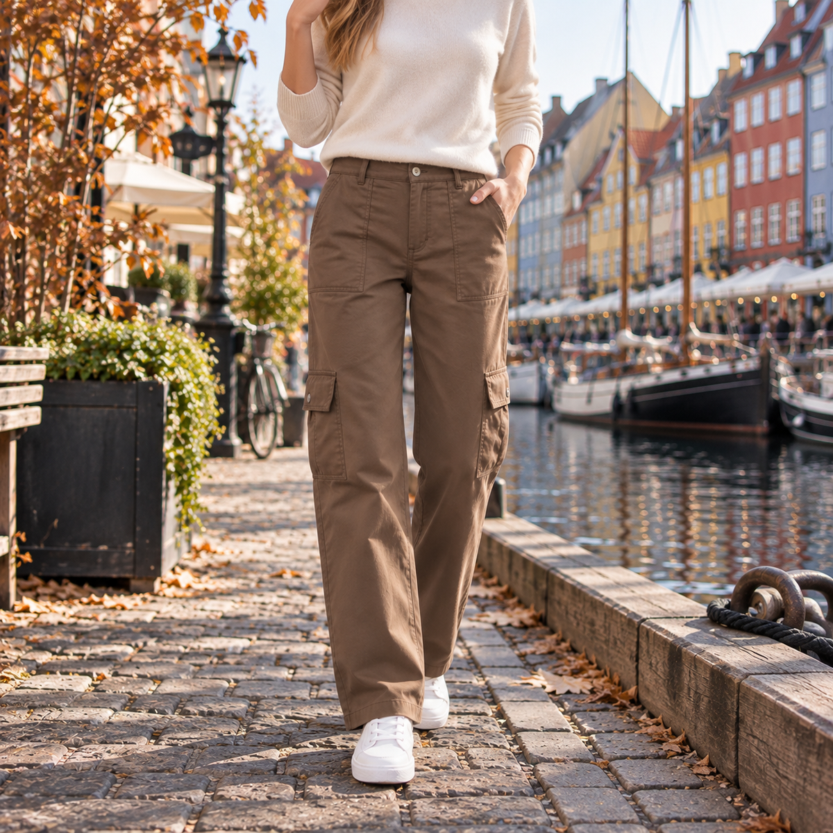 Multi Lomme Cargojeans Afslappet Komfort Og Stil