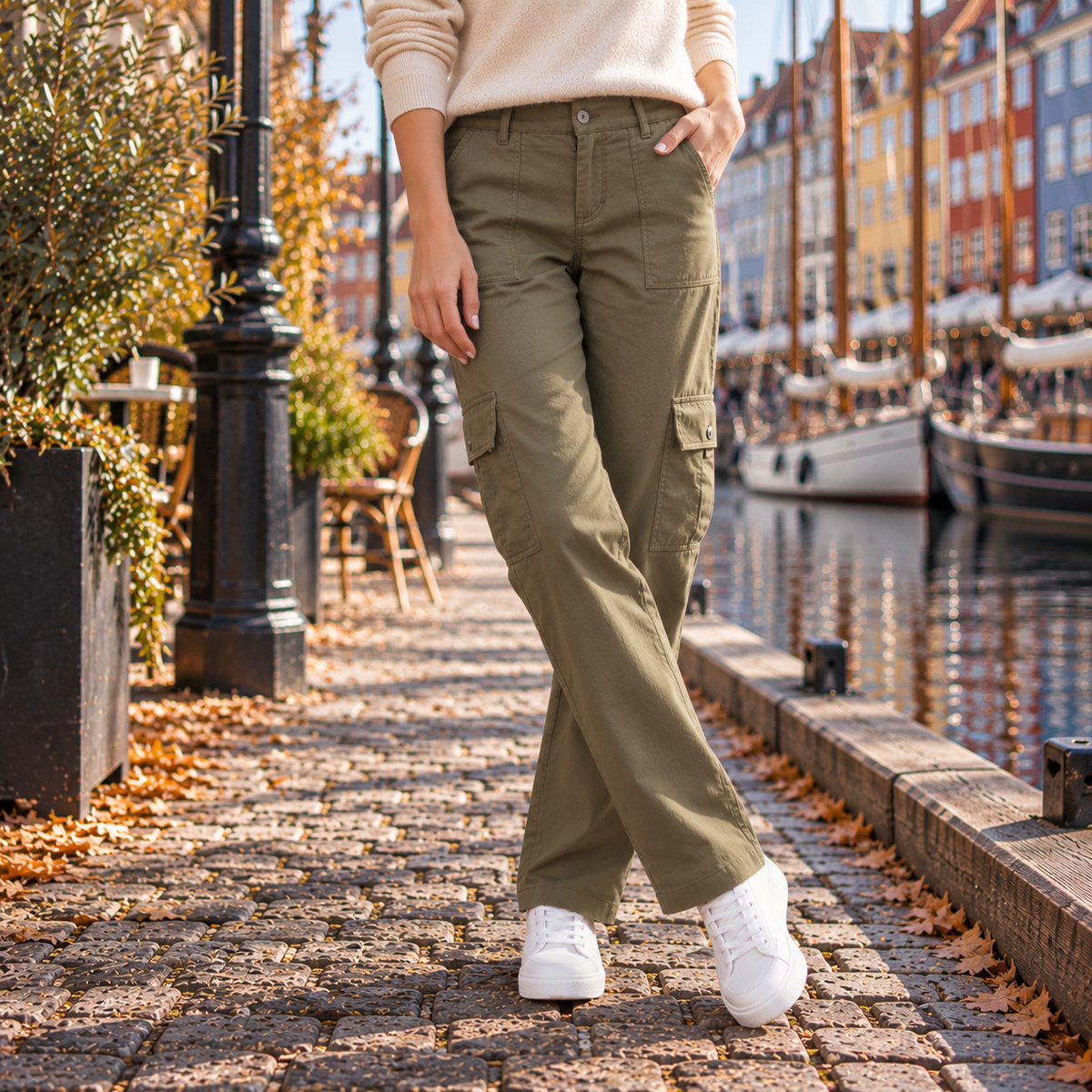 Multi Lomme Cargojeans Afslappet Komfort Og Stil