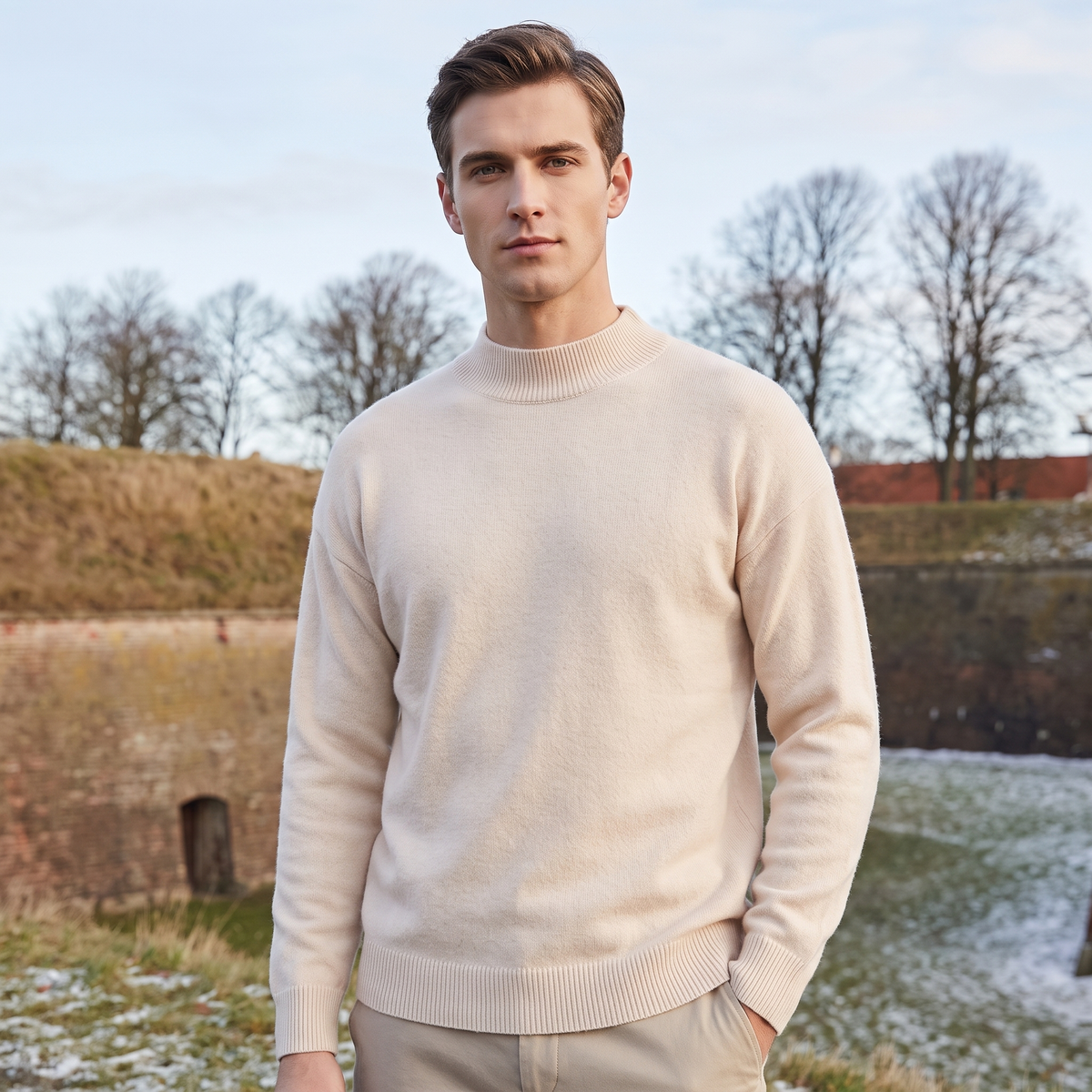 Herre Rund Hals Sweater Premium Kvalitet Og Klassisk Stil