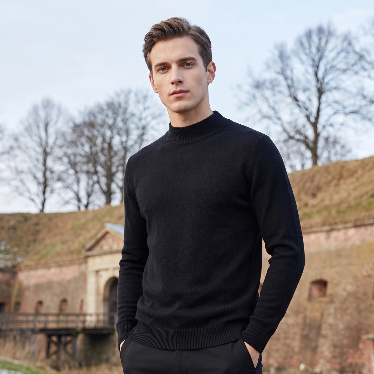 Herre Rund Hals Sweater Premium Kvalitet Og Klassisk Stil