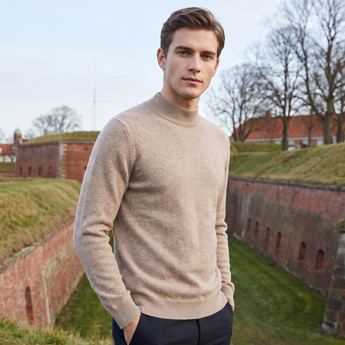 Herre Rund Hals Sweater Premium Kvalitet Og Klassisk Stil
