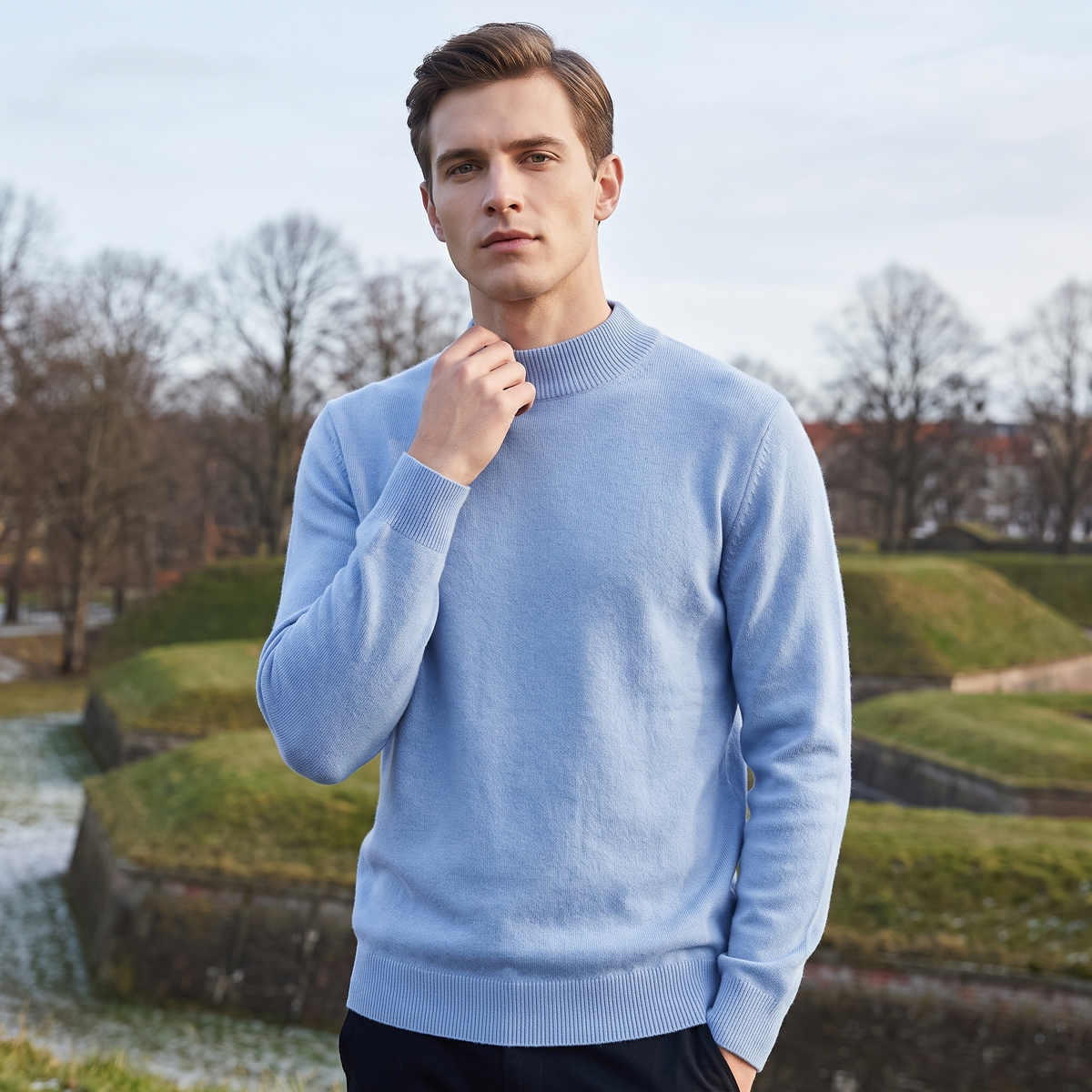 Herre Rund Hals Sweater Premium Kvalitet Og Klassisk Stil