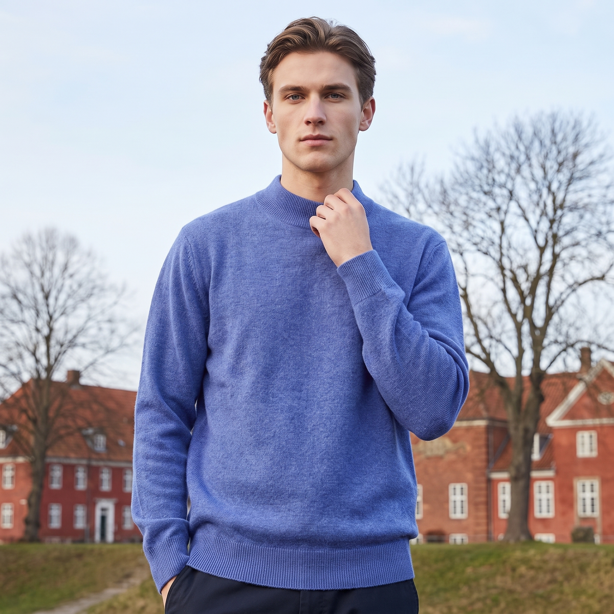 Herre Rund Hals Sweater Premium Kvalitet Og Klassisk Stil