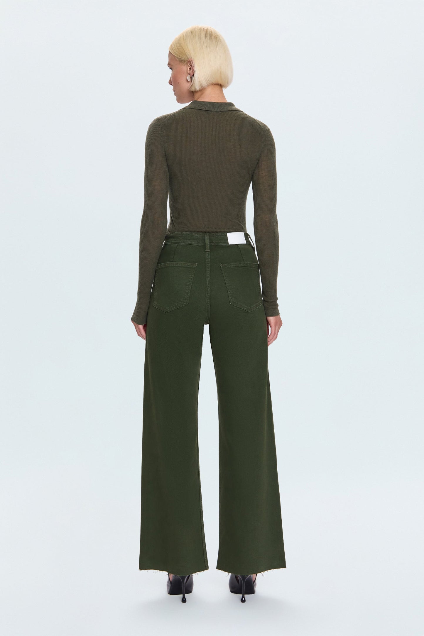 Allostudios – Penny Højtaljede Wide Leg Jeans - Mørk Oliven