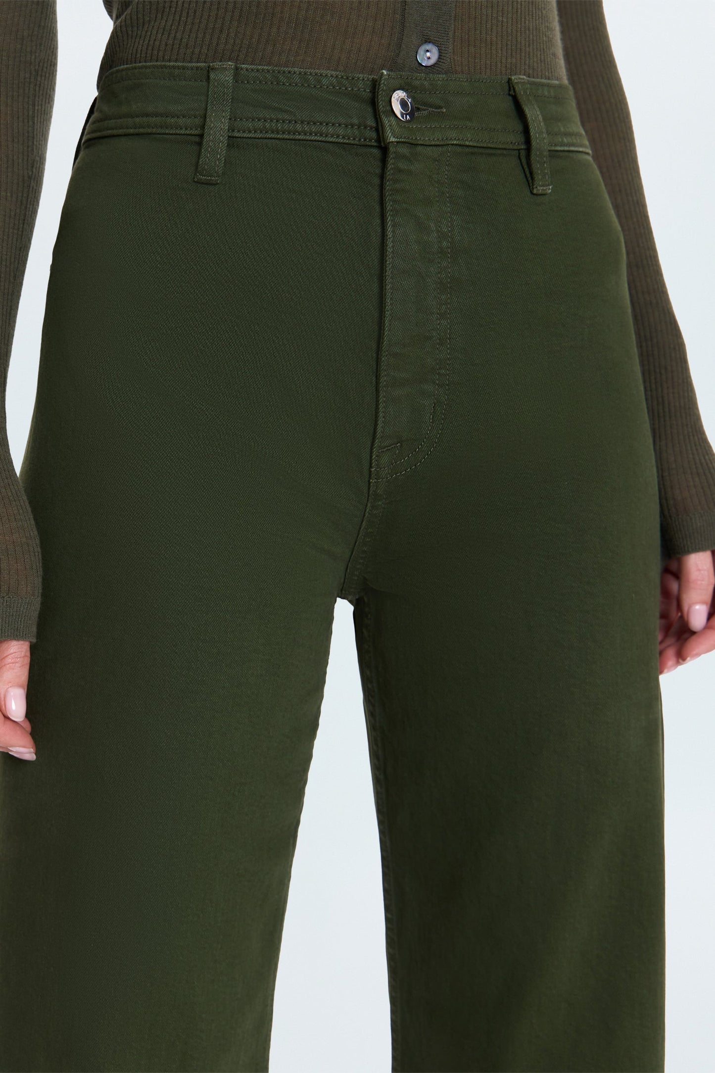 Allostudios – Penny Højtaljede Wide Leg Jeans - Mørk Oliven