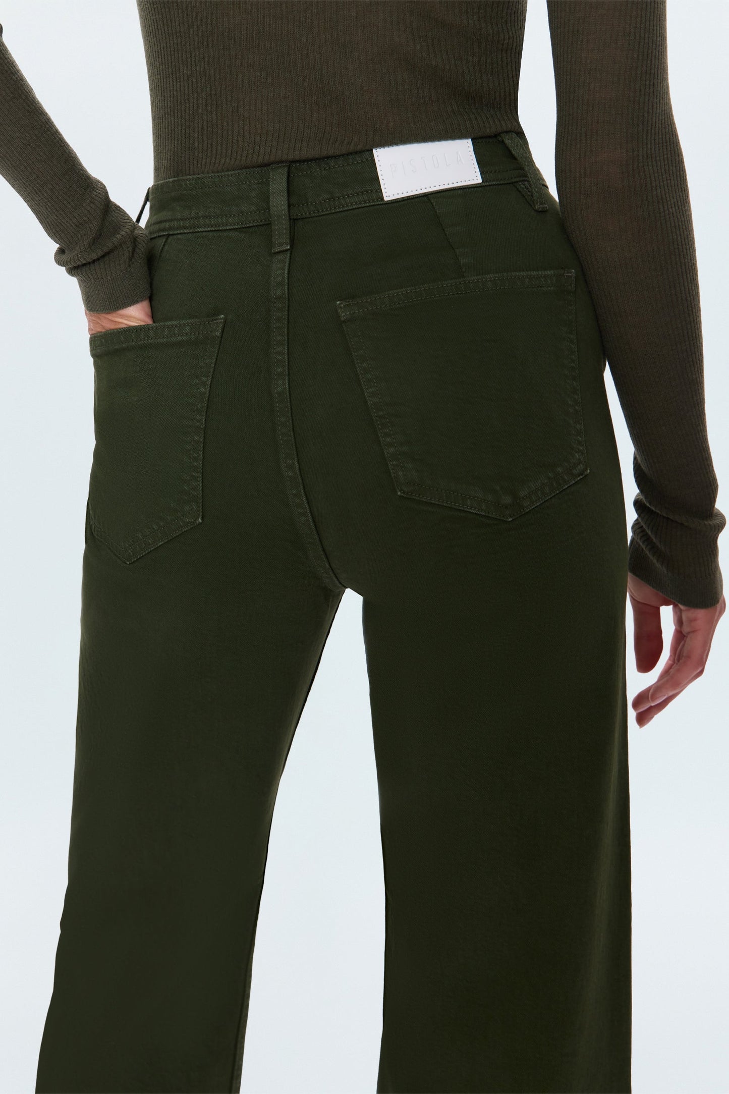 Allostudios – Penny Højtaljede Wide Leg Jeans - Mørk Oliven