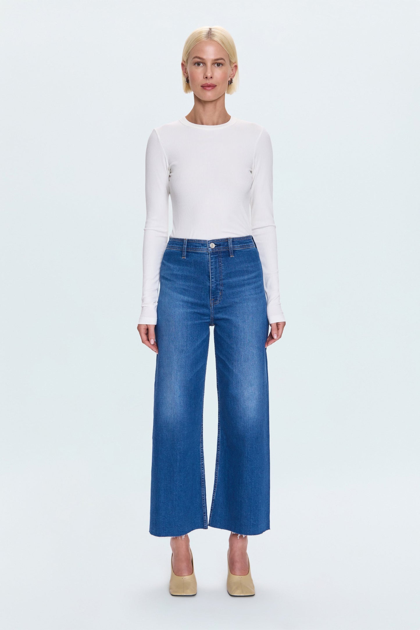 Allostudios – Petite Penny Højtaljede Wide Leg Jeans - Mørk Blå