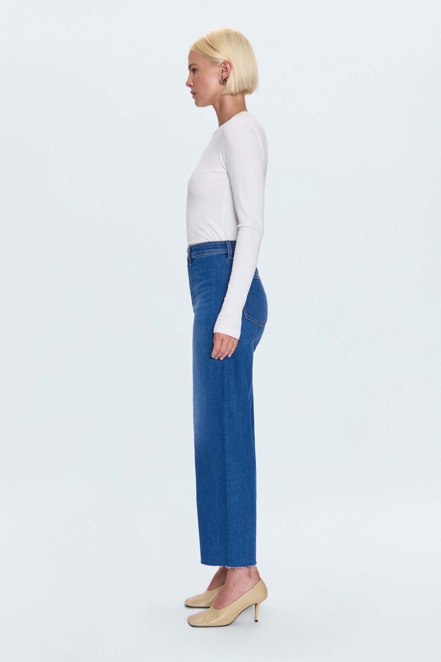Allostudios – Petite Penny Højtaljede Wide Leg Jeans - Mørk Blå