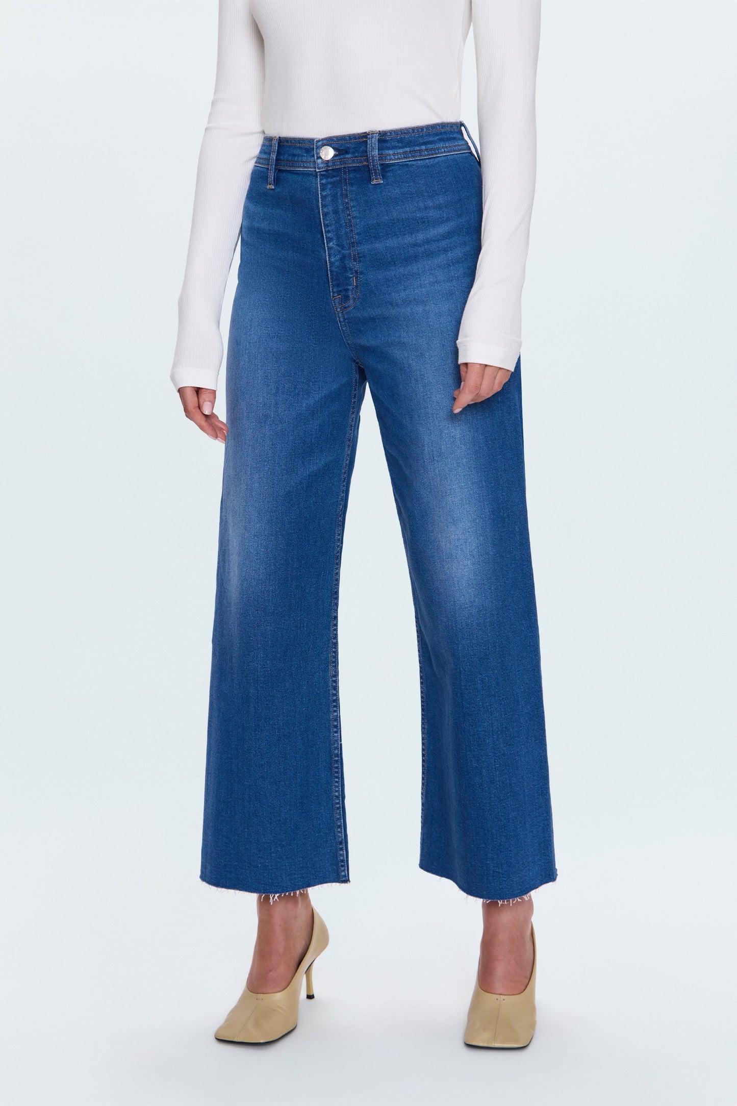 Allostudios – Petite Penny Højtaljede Wide Leg Jeans - Mørk Blå