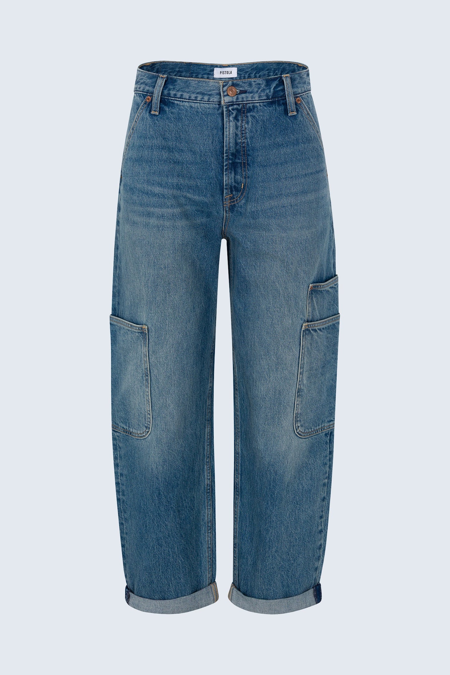 Allostudios – Sonny Højtaljede Barrel Jeans - Støvet blå