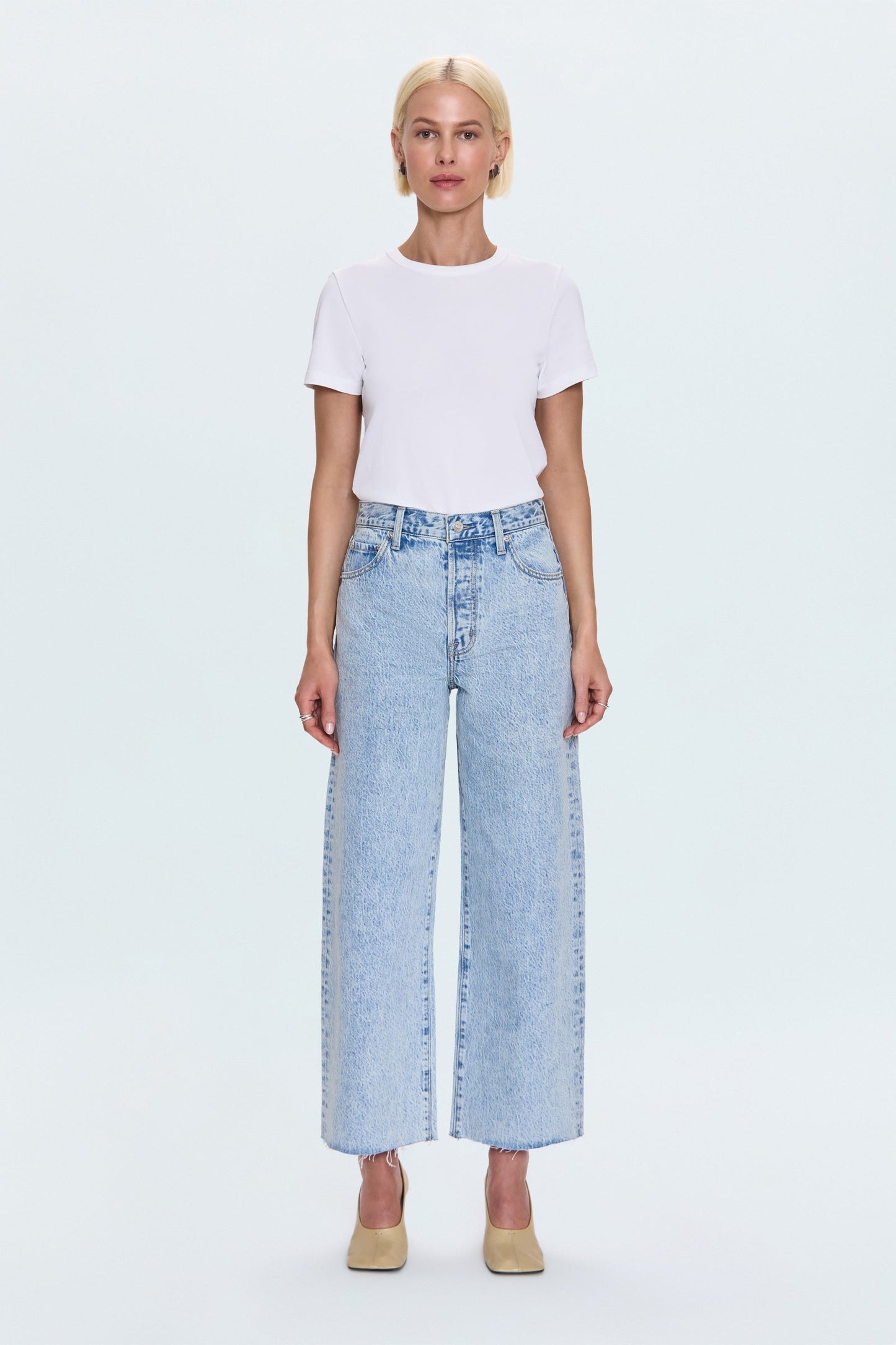 Allostudios – Tate Højtaljede Bowed Wide Leg Jeans - Lys Vintage Blå