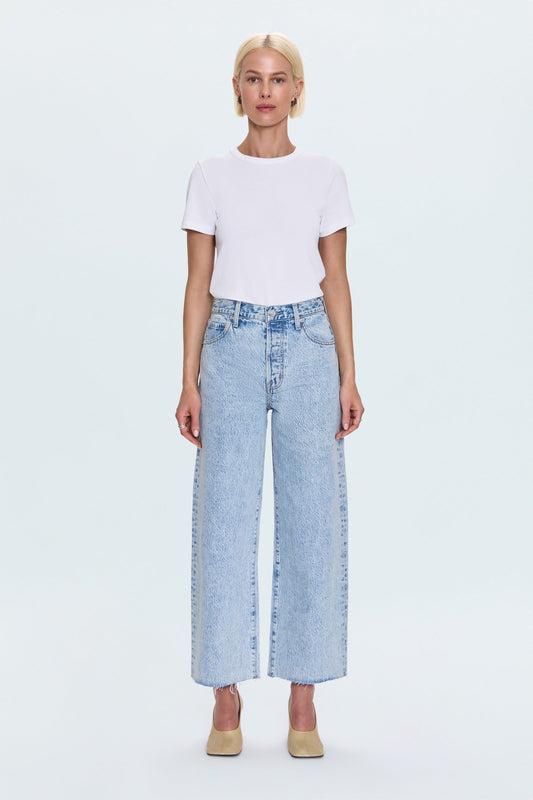 Allostudios – Tate Højtaljede Bowed Wide Leg Jeans - Lys Vintage Blå