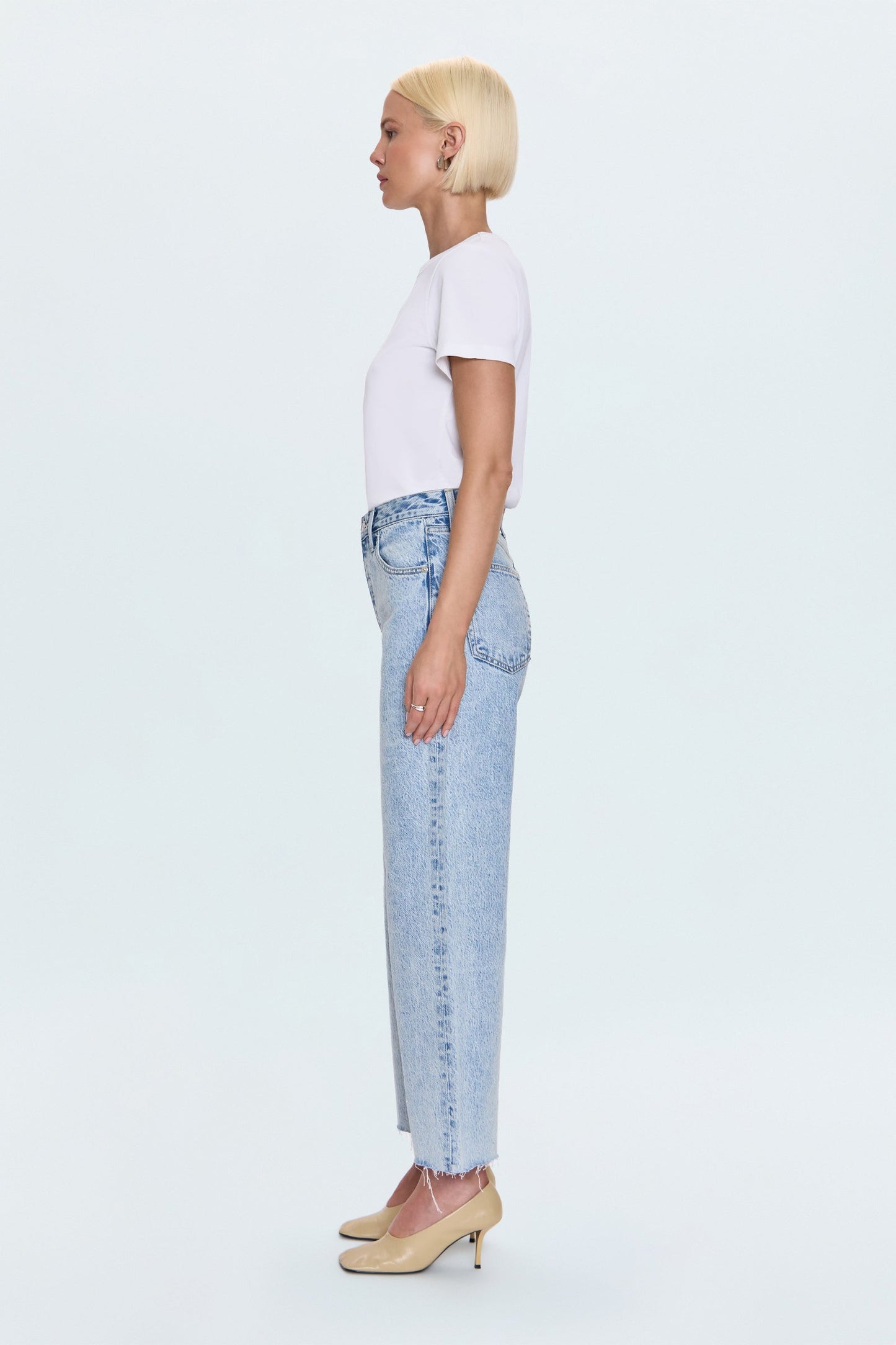 Allostudios – Tate Højtaljede Bowed Wide Leg Jeans - Lys Vintage Blå
