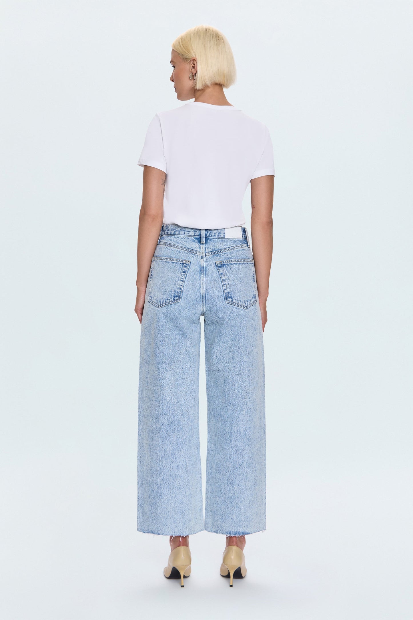 Allostudios – Tate Højtaljede Bowed Wide Leg Jeans - Lys Vintage Blå