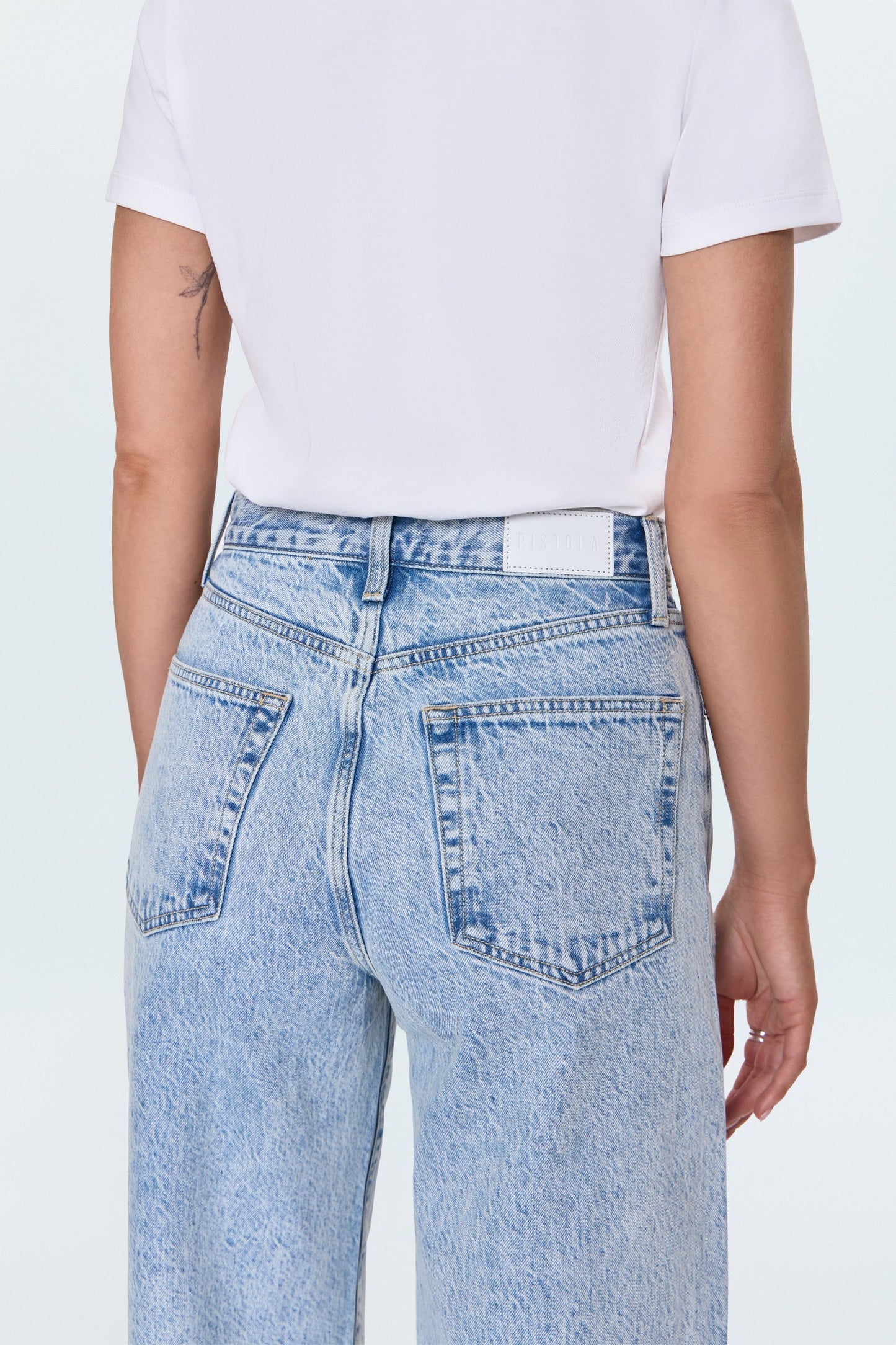 Allostudios – Tate Højtaljede Bowed Wide Leg Jeans - Lys Vintage Blå