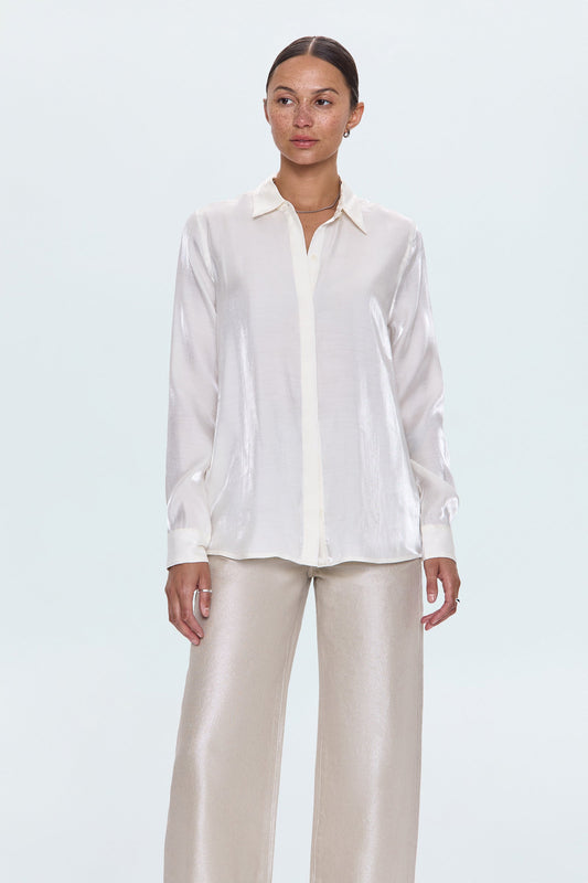 Allostudios – Tilda Langærmet Button-Up Skjorte - Off White