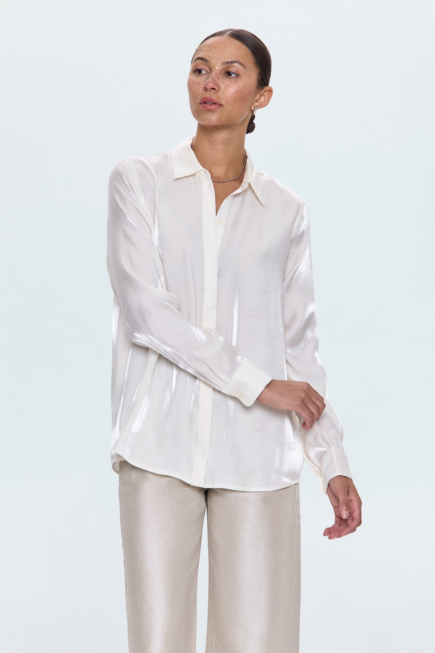 Allostudios – Tilda Langærmet Button-Up Skjorte - Off White