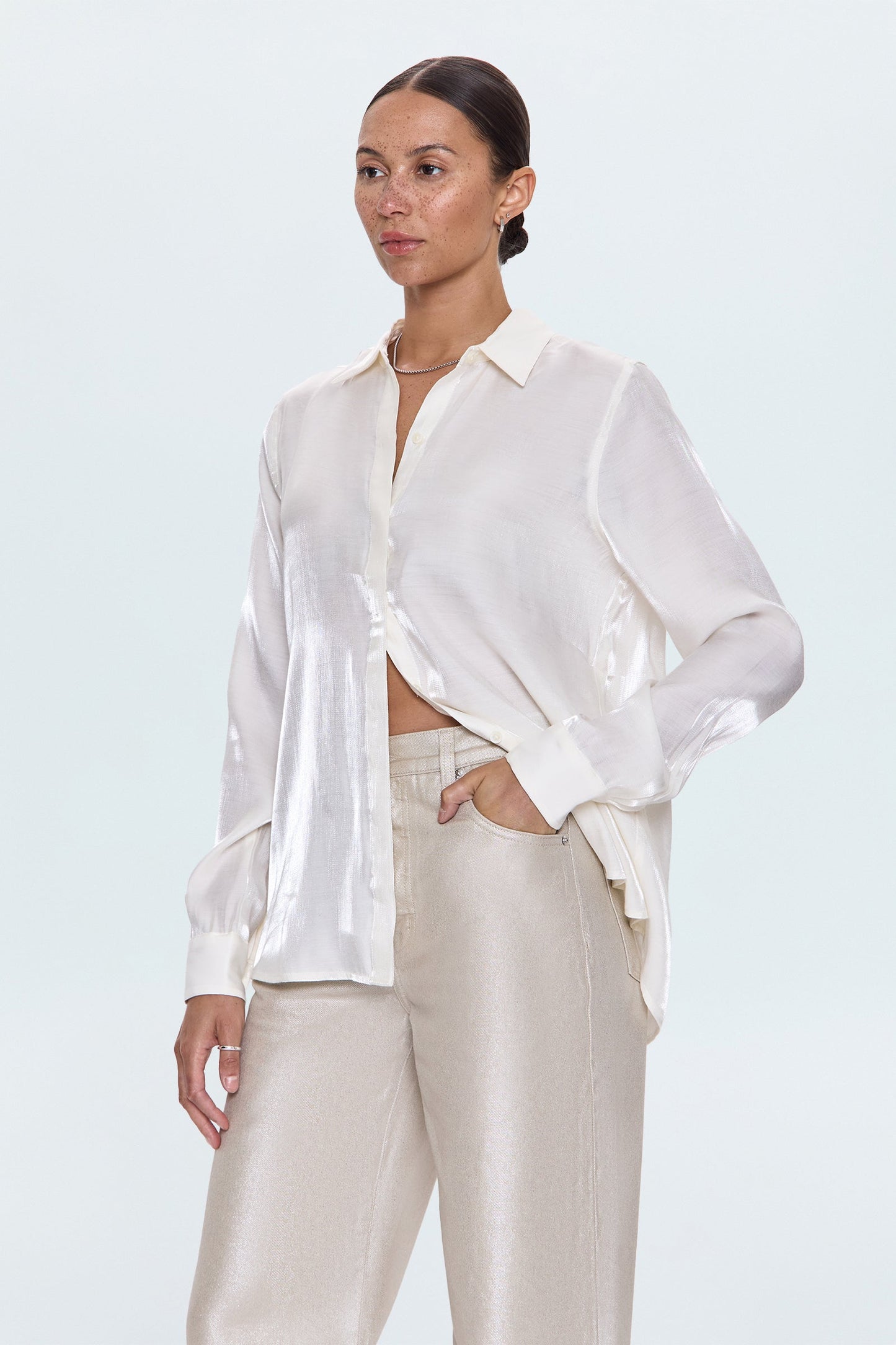Allostudios – Tilda Langærmet Button-Up Skjorte - Off White