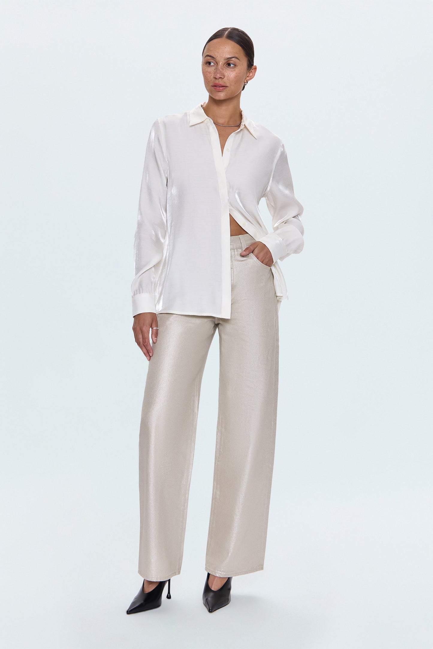 Allostudios – Tilda Langærmet Button-Up Skjorte - Off White