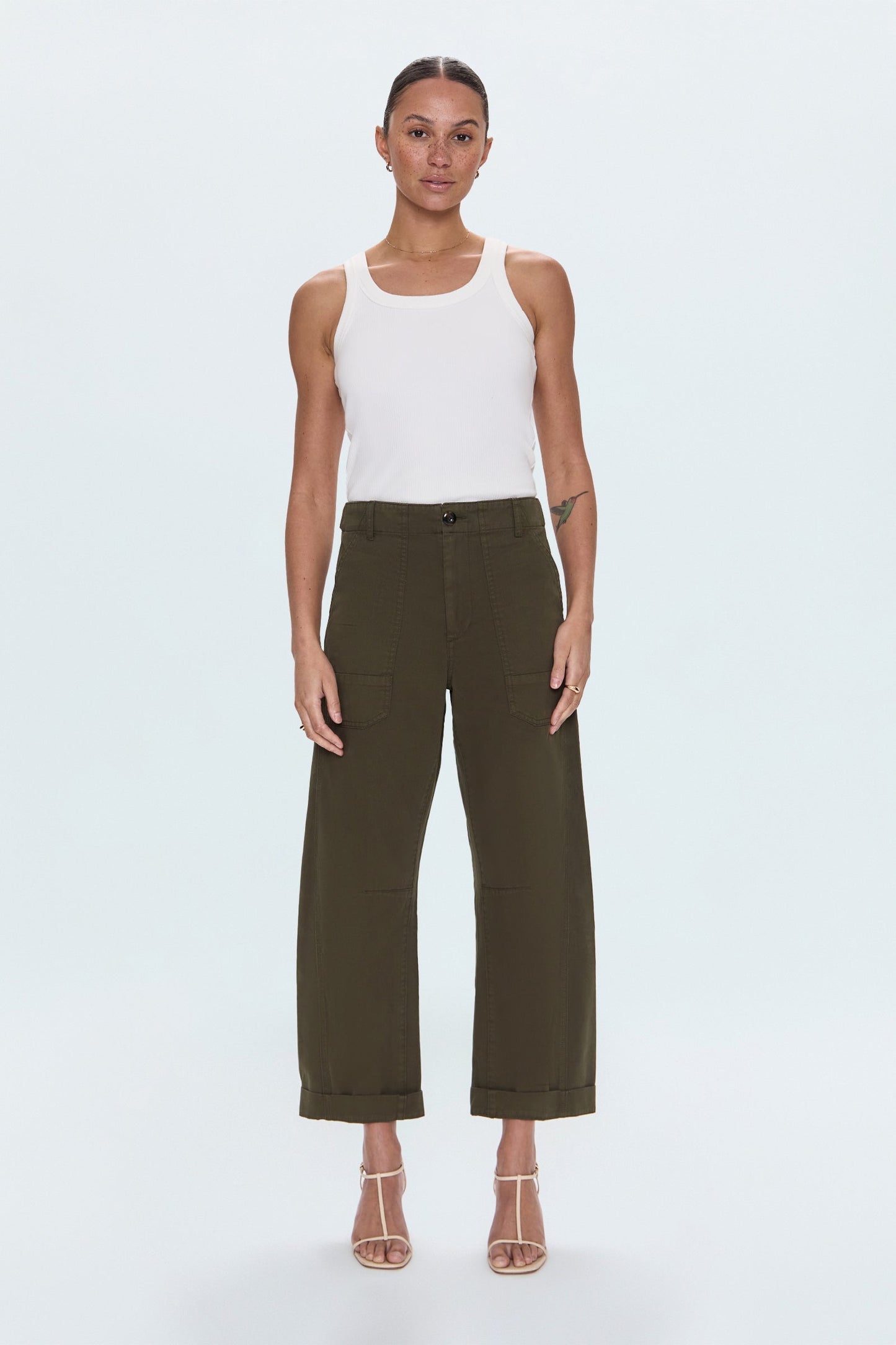 Allostudios – Tori Højtaljede Utility Bukser - Mørk Olivengrøn