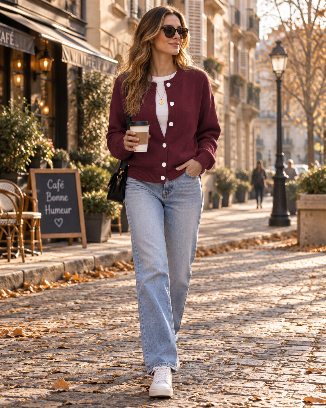 Eira Cardigan / Strikjakke til Damer i Laine Mélangée - Rund Hals, Løs Pasform & Knapper