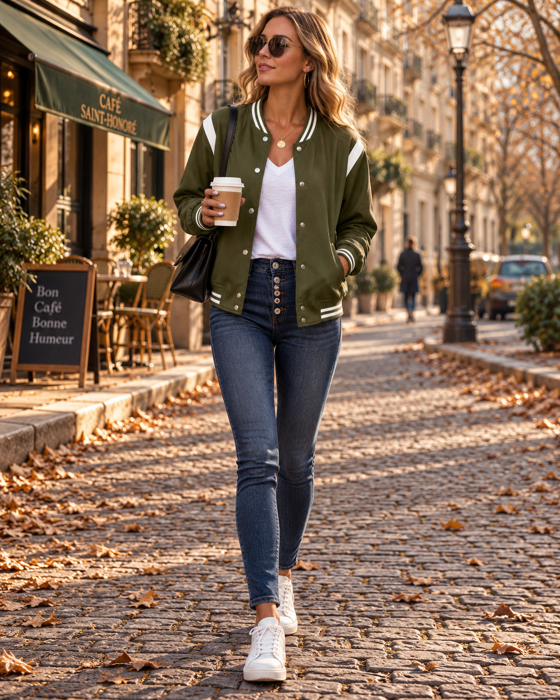 Hilda Blouson Bomber Jakke til Damer - Let, Trykknapper, Lange Ærmer & Lommer