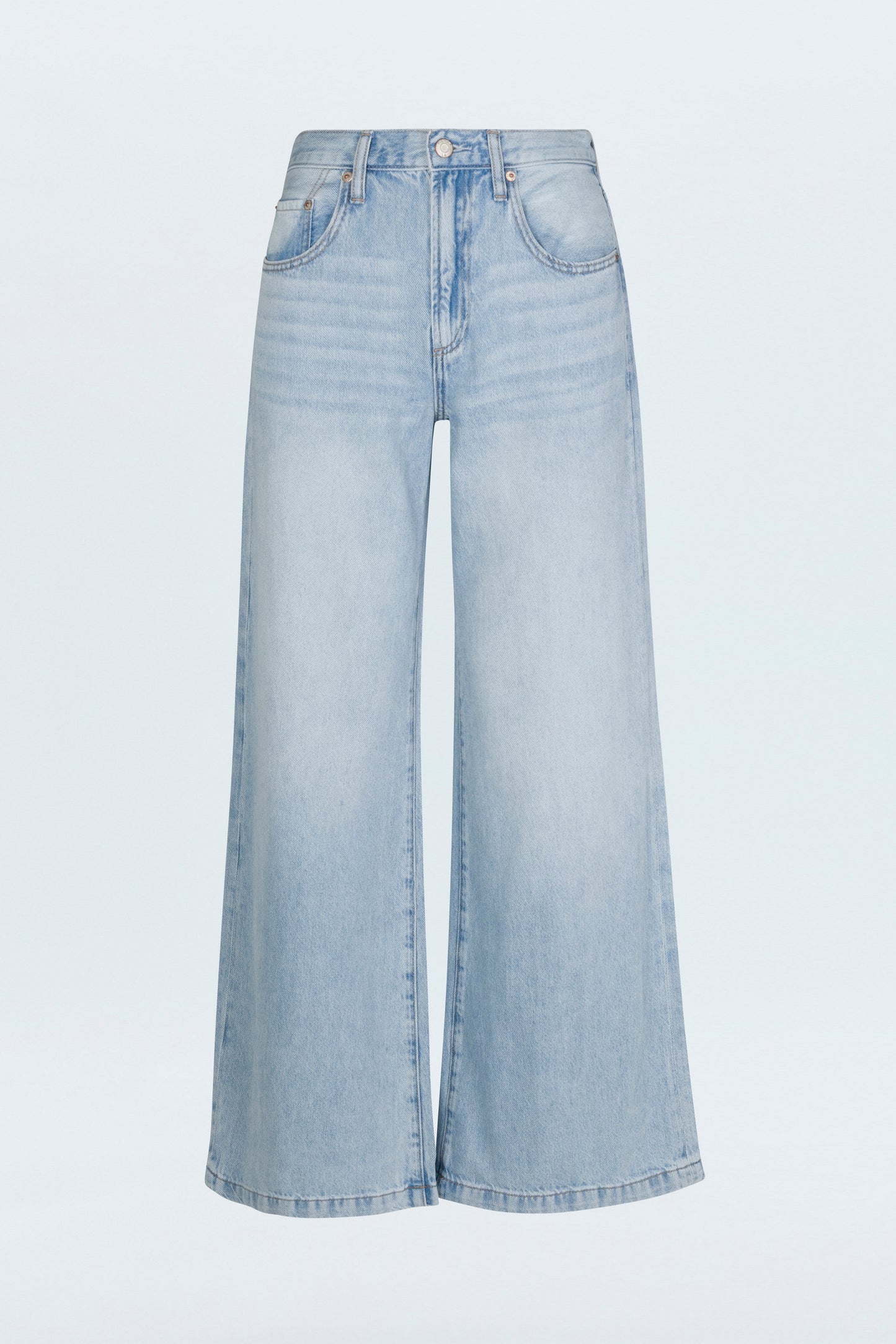 Allostudios – PETITE Jadyn Mellemhøjtaljede Palazzo Jeans - Chateau Blue Denim