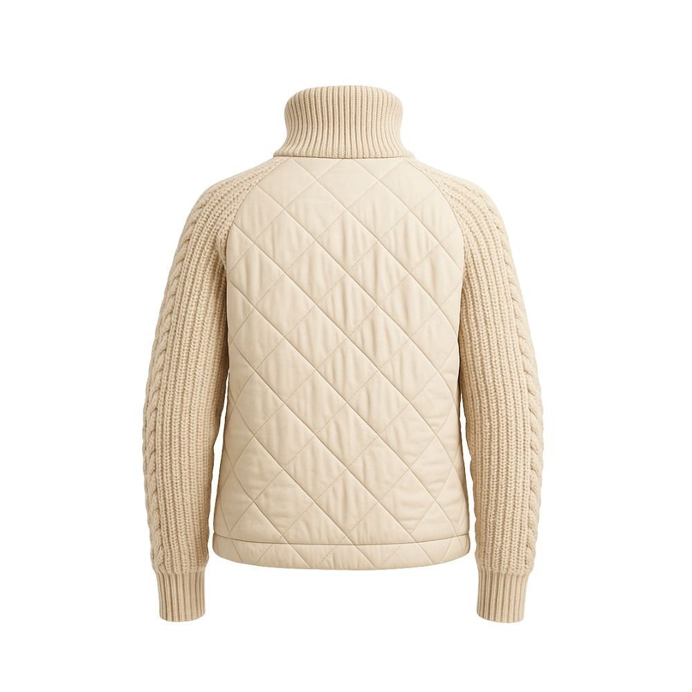 Cableknit Ærme Quiltet Hybridjakke Til Og Hverdag